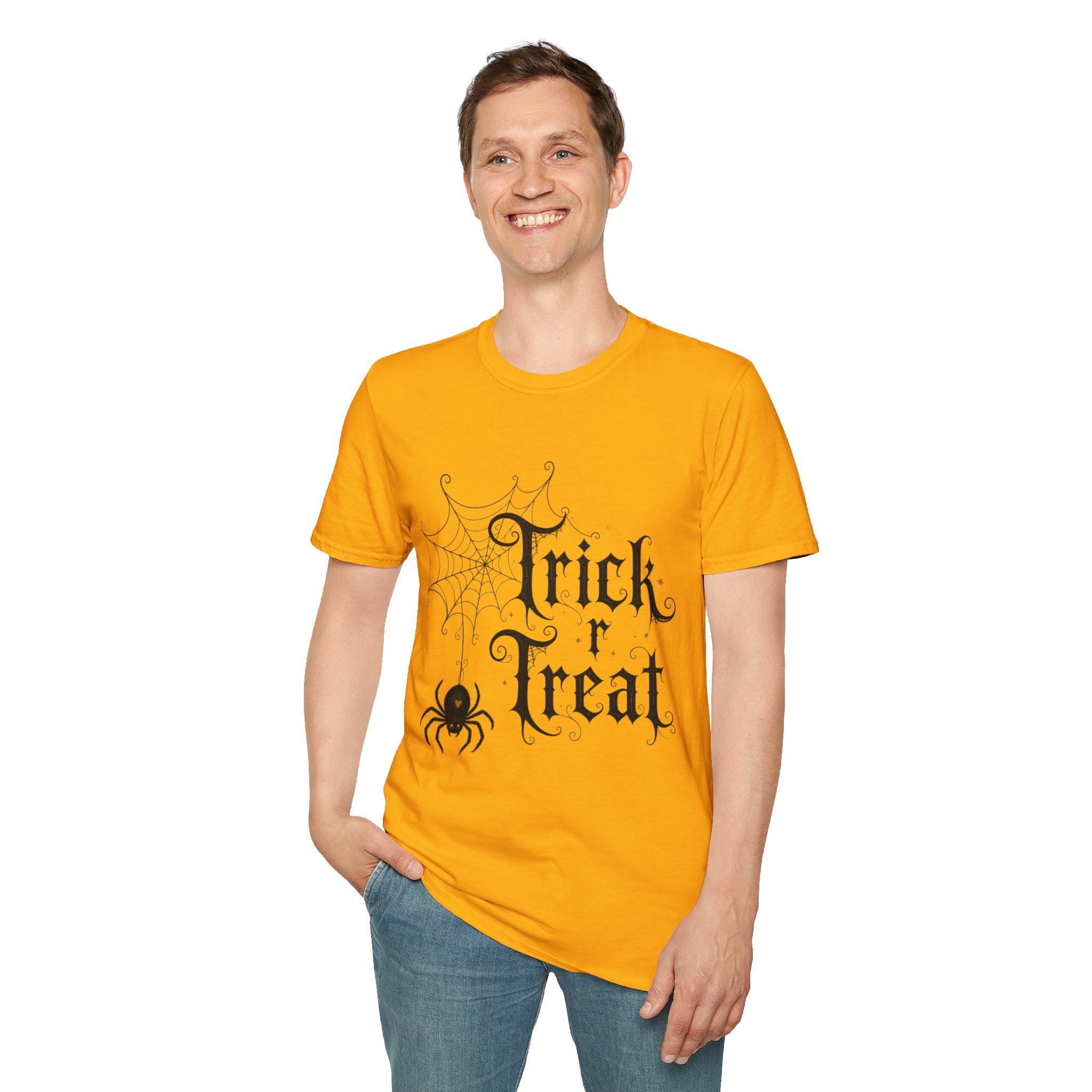 Trick r Treat Halloween T-Shirt — Gothic Spiderweb & Spider Tee