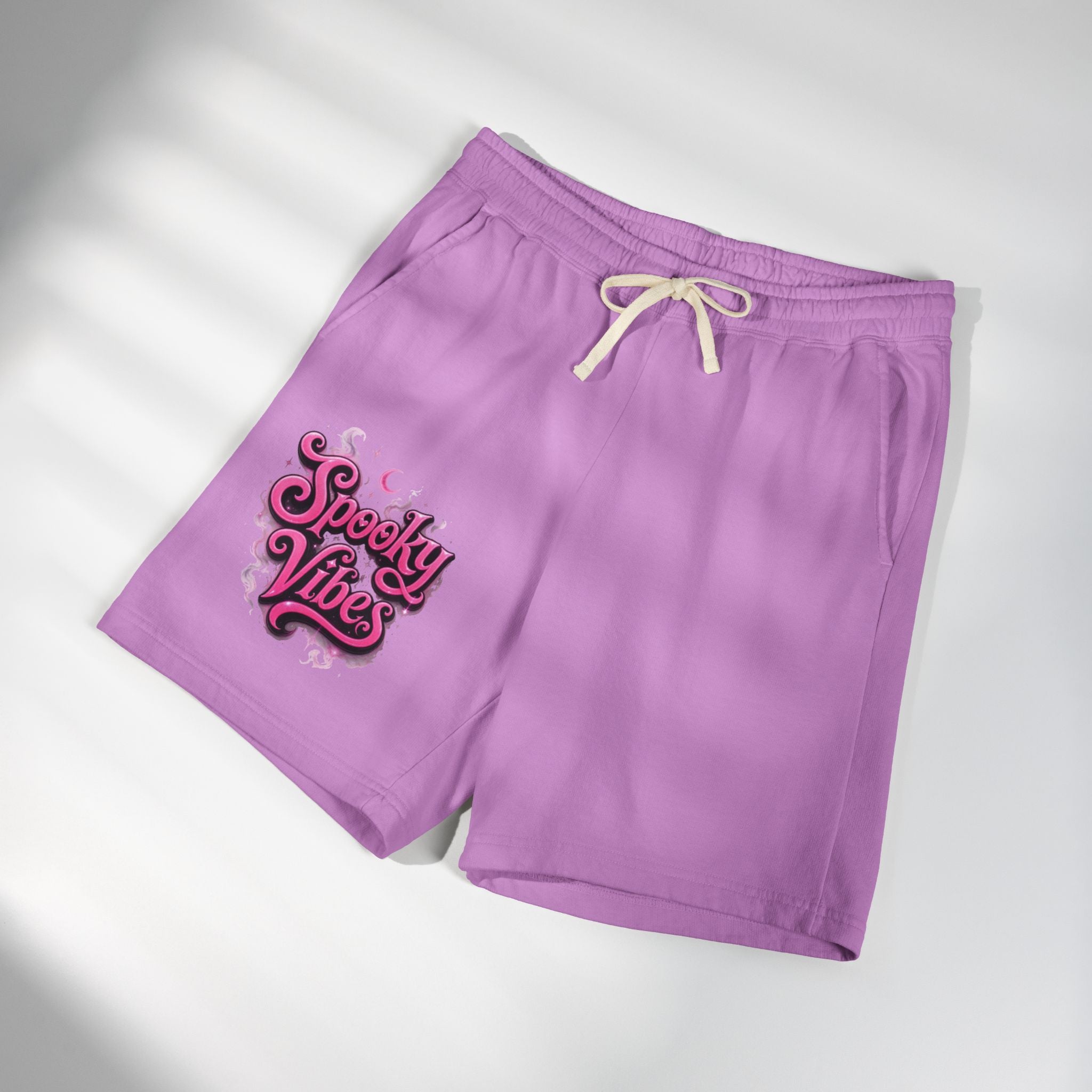 Spooky Vibes Sweat Shorts - Halloween Graphic Fleece Lounge Shorts