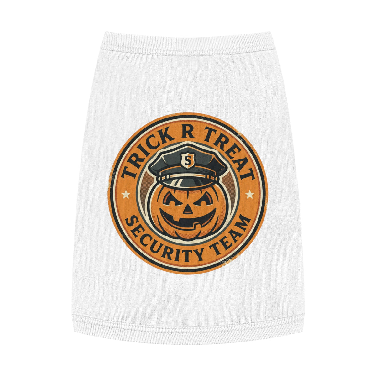 Pet Tank Top — "Trick R Treat Security Team" Halloween Pumpkin Dog Shirt