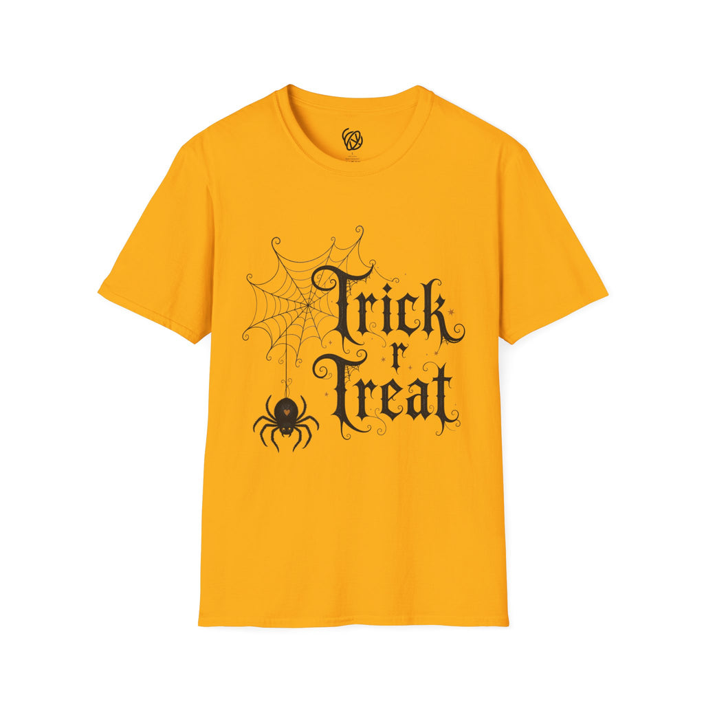 Trick r Treat Halloween T-Shirt — Gothic Spiderweb & Spider Tee
