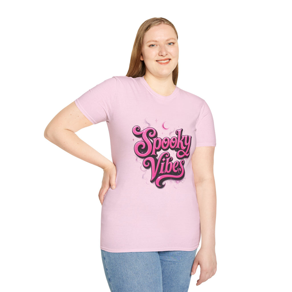 Spooky Vibes T-Shirt — Pink Retro Halloween Graphic Tee