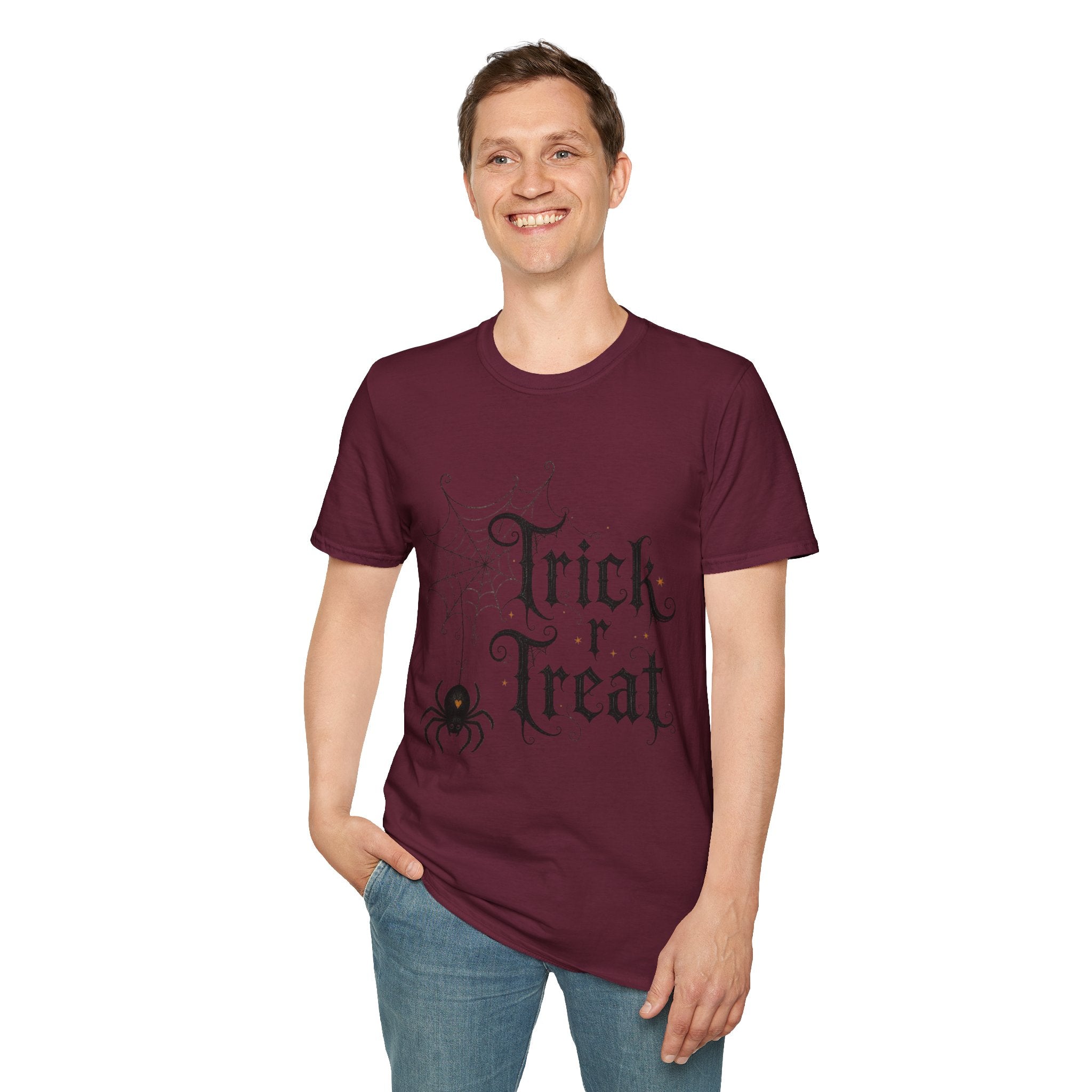 Trick r Treat Halloween T-Shirt — Gothic Spiderweb & Spider Tee