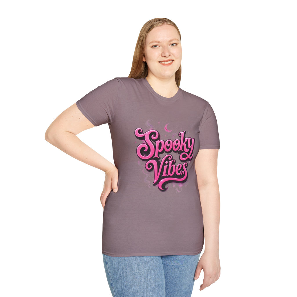 Spooky Vibes T-Shirt — Pink Retro Halloween Graphic Tee