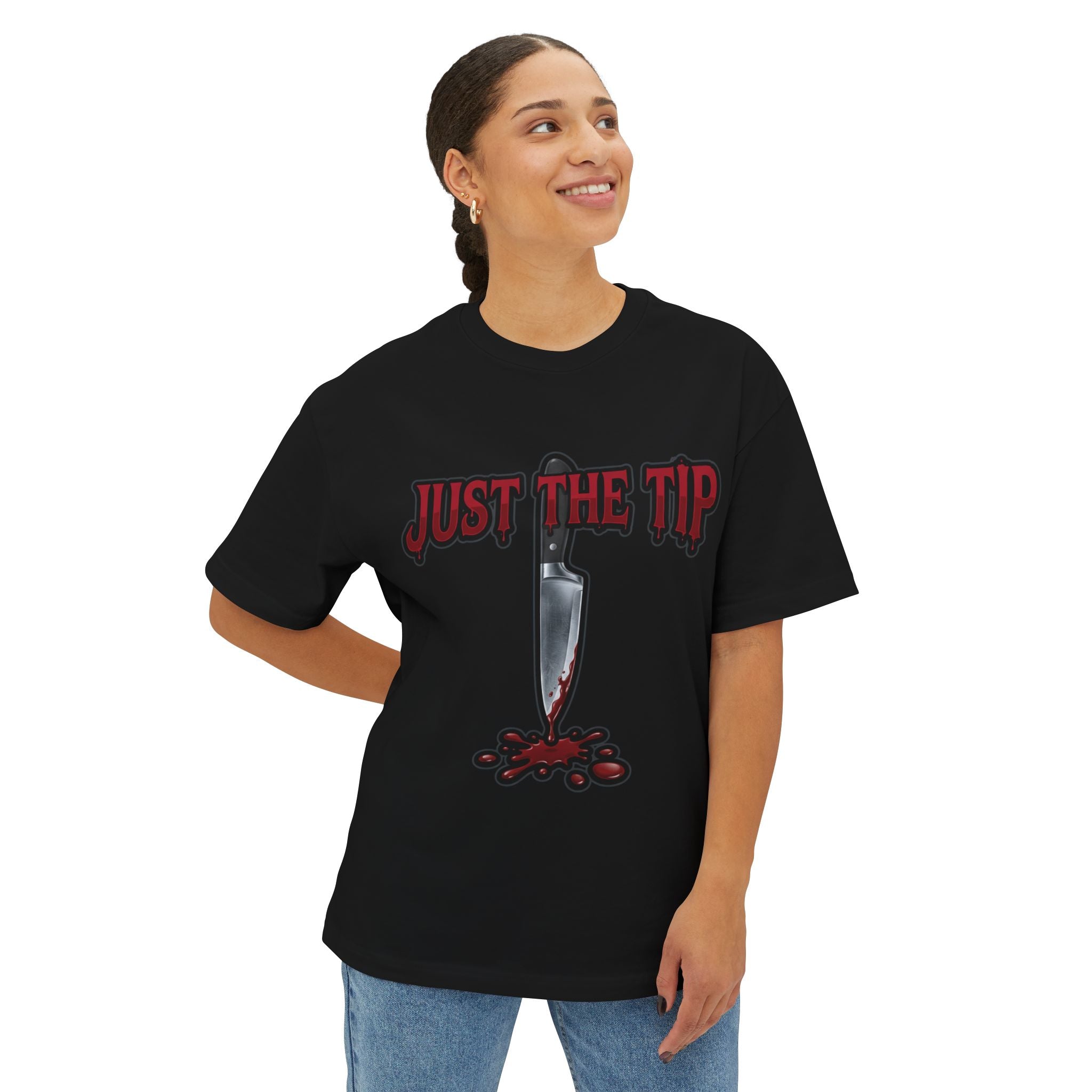 Just the Tip Knife Tee — Horror Graphic Oversized T‑Shirt