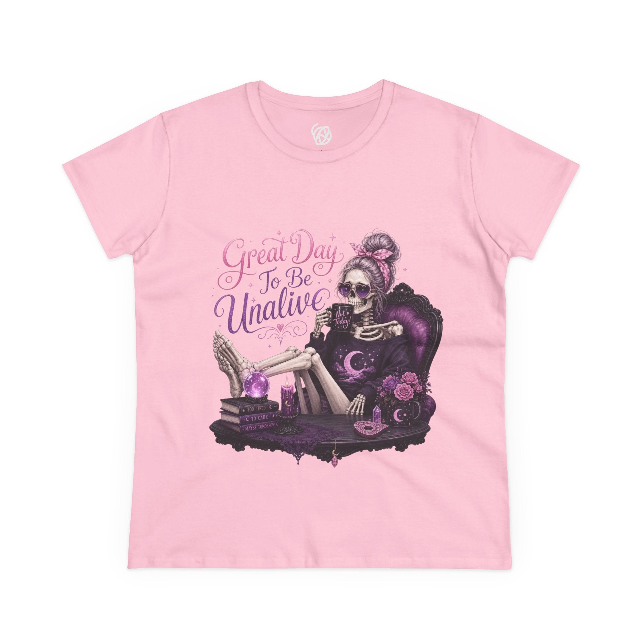 Vintage Gothic Tee — "Great Day To Be Unalive" Skeleton Lounge Shirt