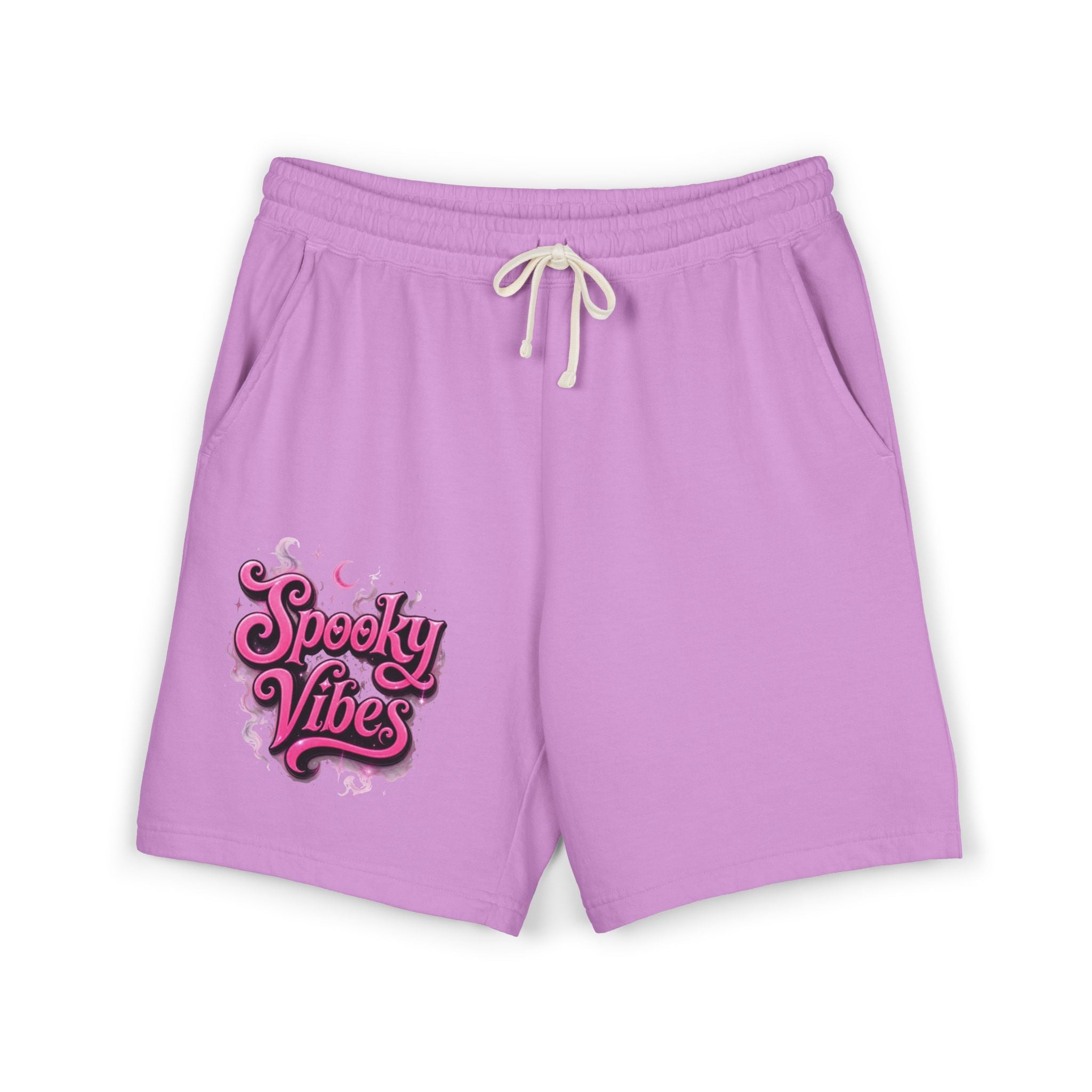Spooky Vibes Sweat Shorts - Halloween Graphic Fleece Lounge Shorts