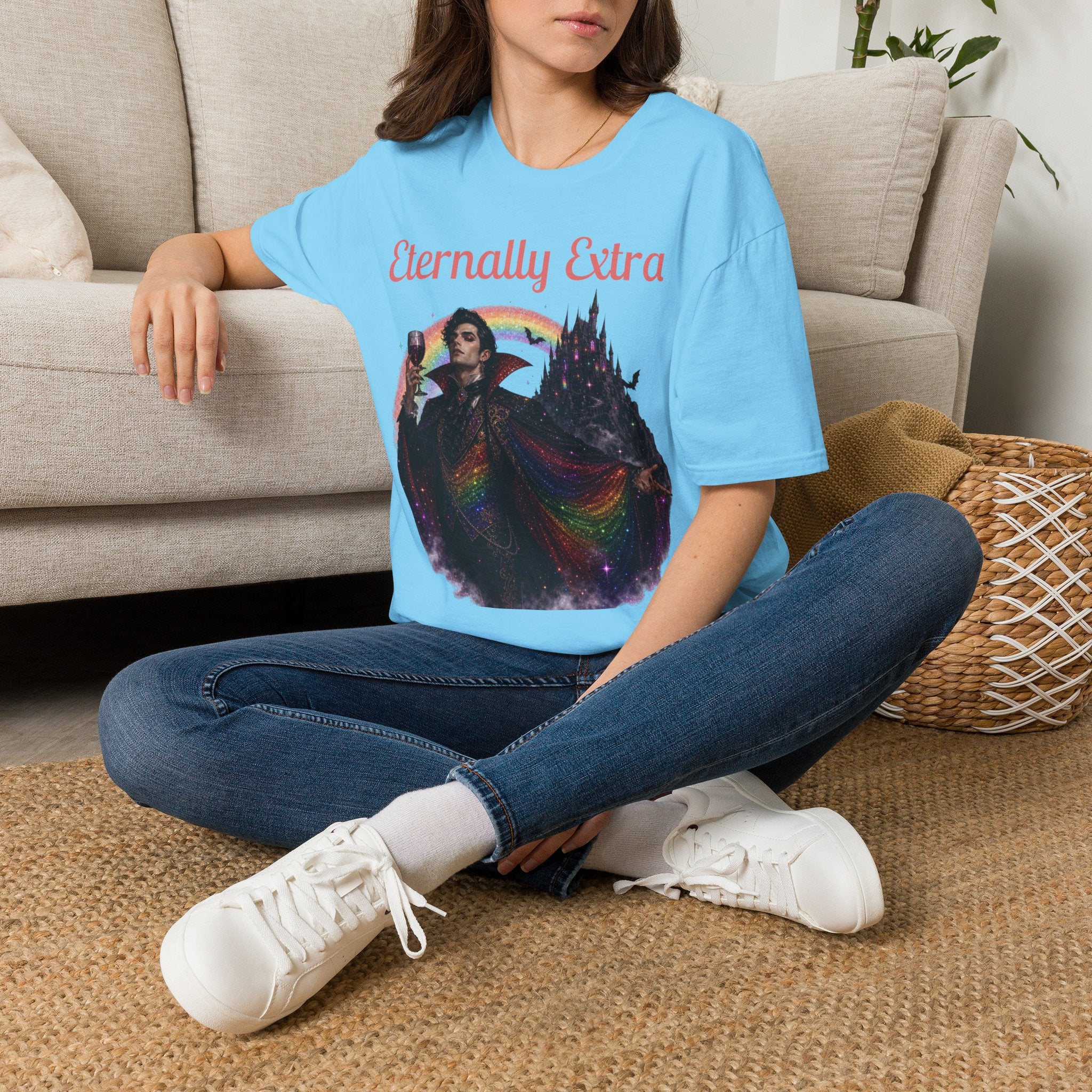 Eternally Extra T-Shirt — Gothic Rainbow Vampire Graphic Tee