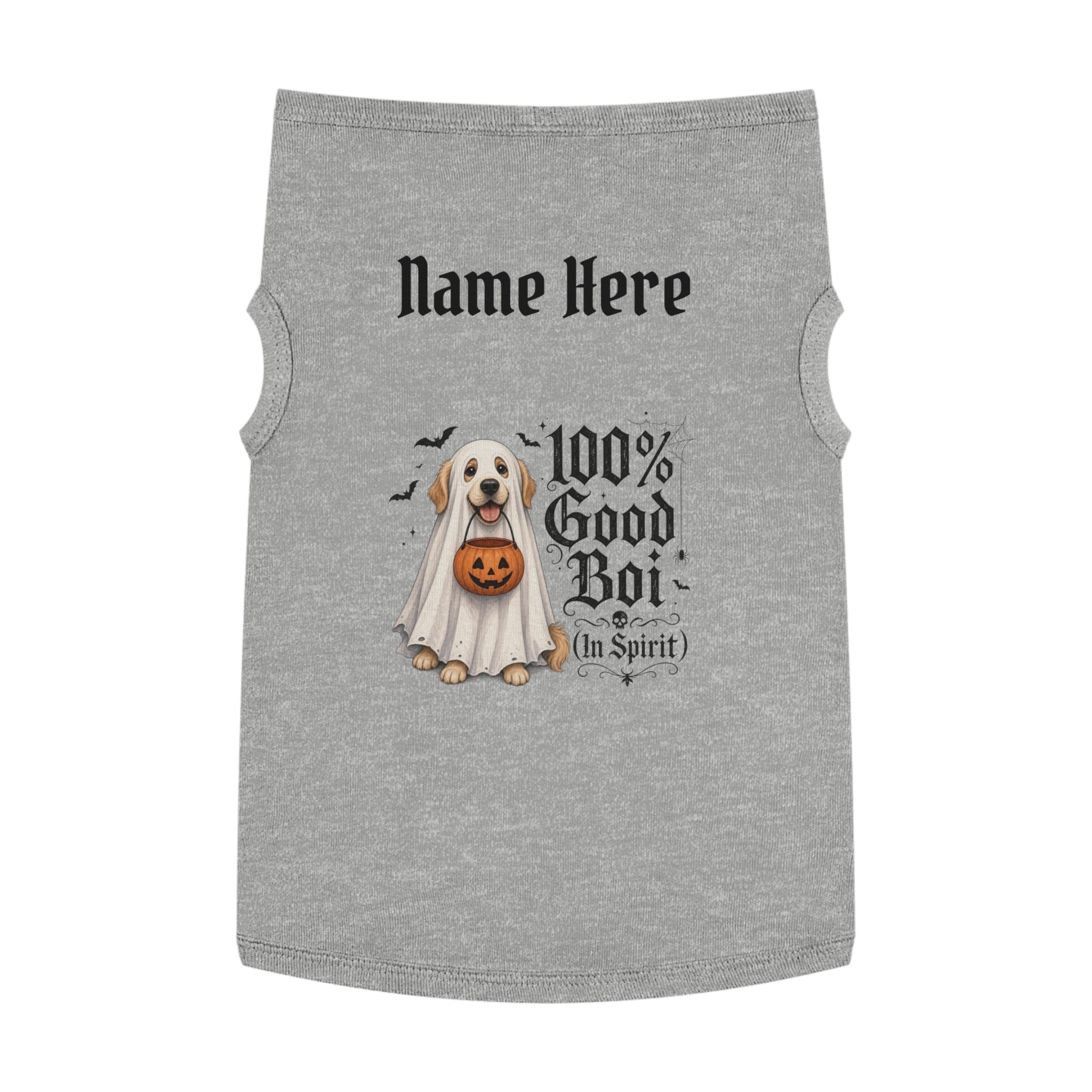 Customizable Halloween Ghost Dog Pet Tank - "100% Good Boi (In Spirit)" Cute Trick-or-Treat Shirt