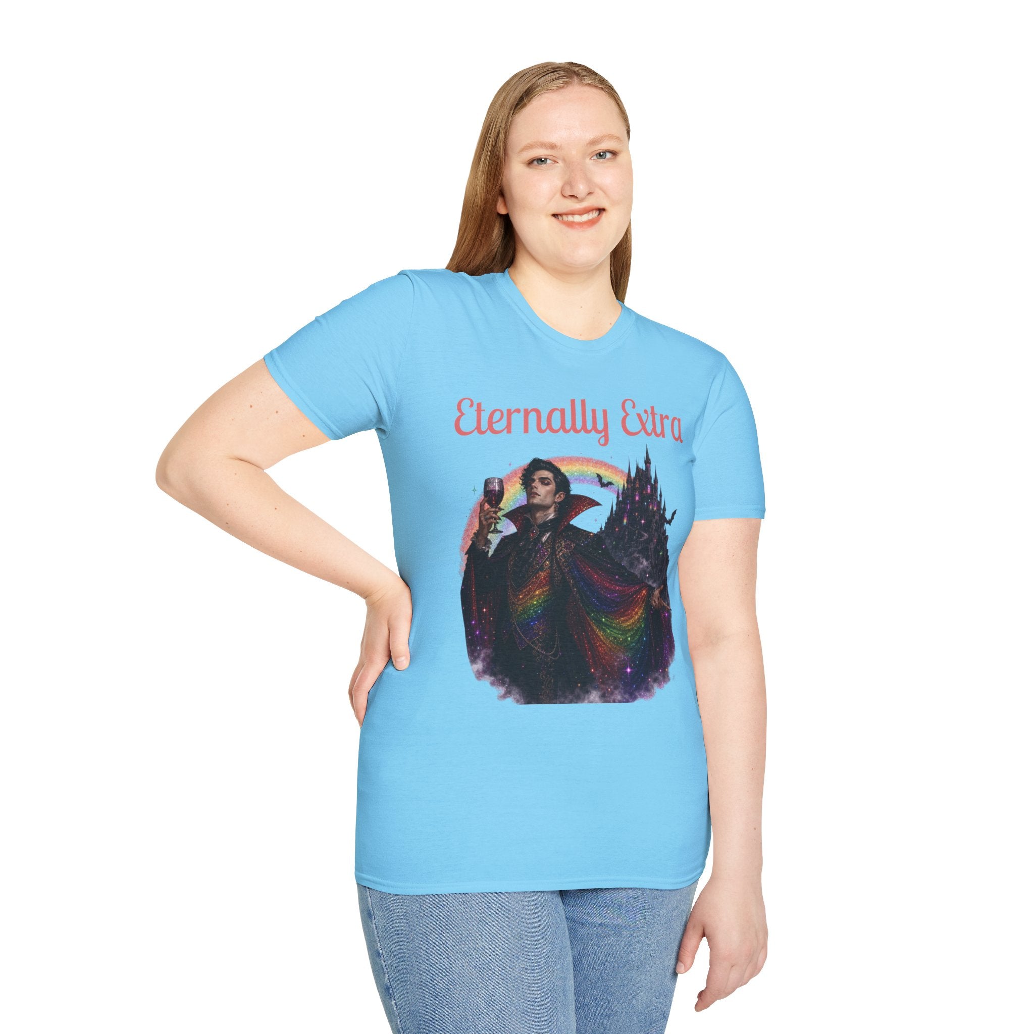 Eternally Extra T-Shirt — Gothic Rainbow Vampire Graphic Tee