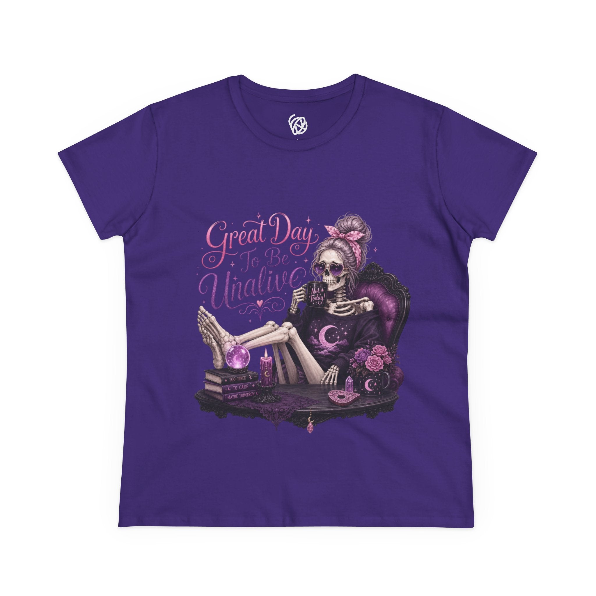 Vintage Gothic Tee — "Great Day To Be Unalive" Skeleton Lounge Shirt