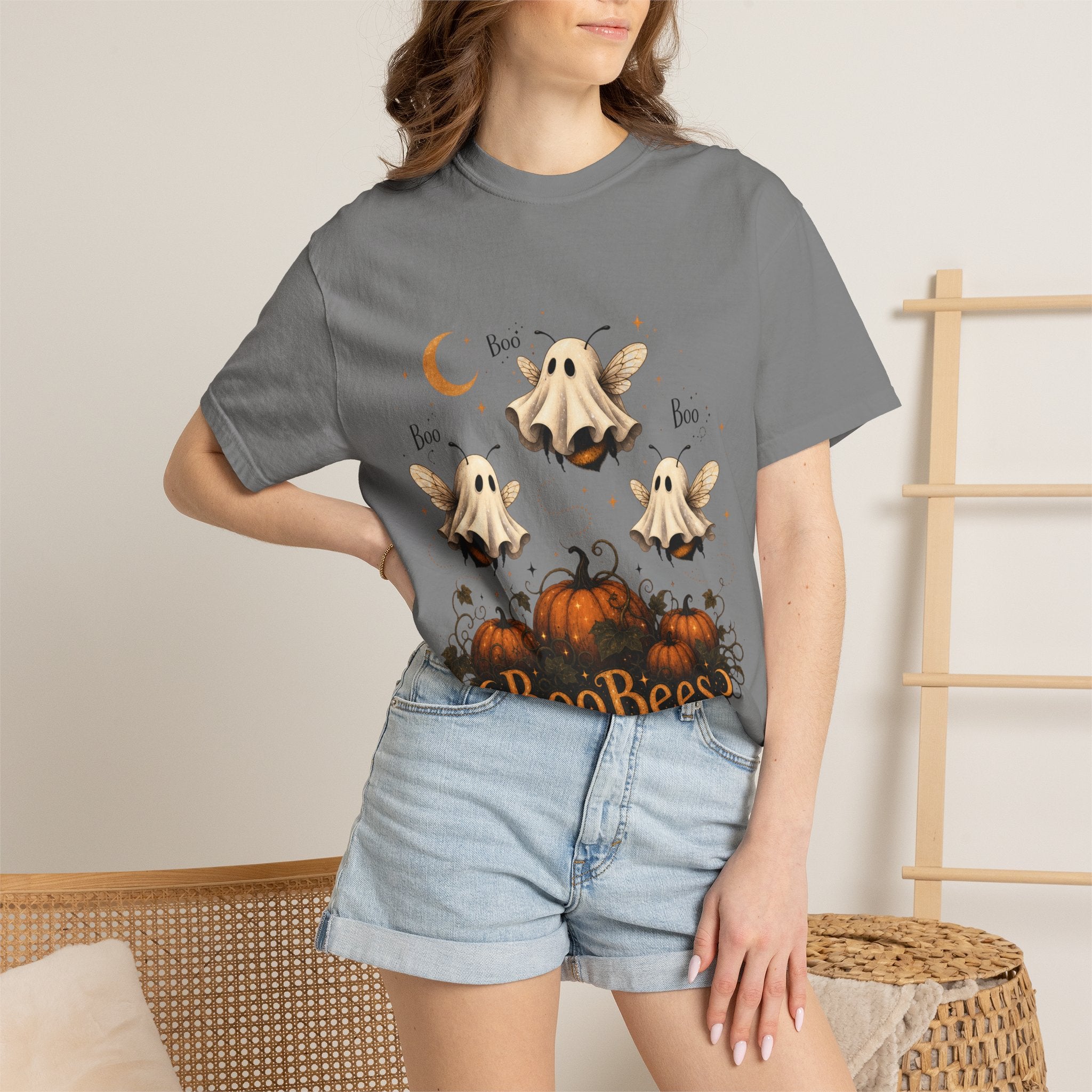 BooBees Halloween T-Shirt — Cute Ghost Bees & Pumpkins Graphic Tee