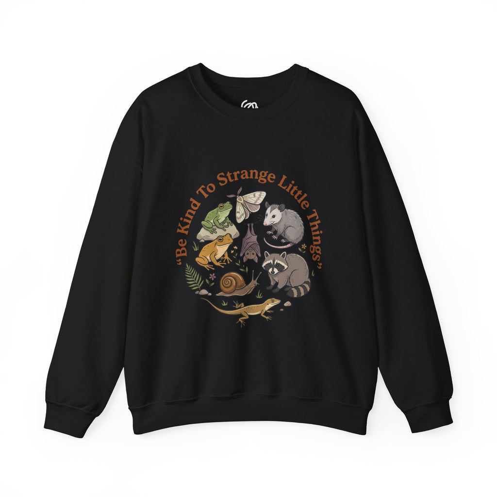 Sweatshirt — "Be Kind to Strange Little Things" Woodland Critter Crewneck