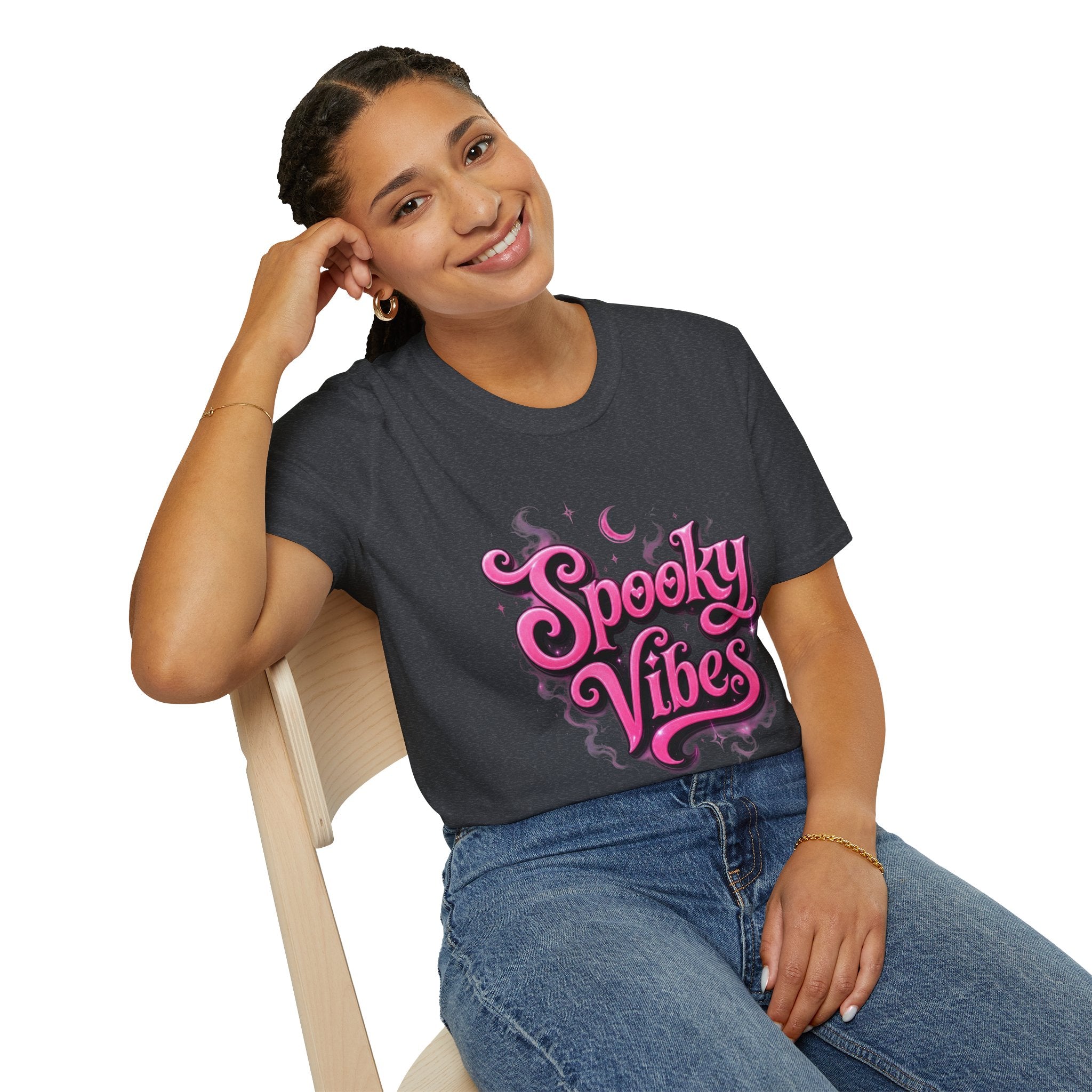 Spooky Vibes T-Shirt — Pink Retro Halloween Graphic Tee