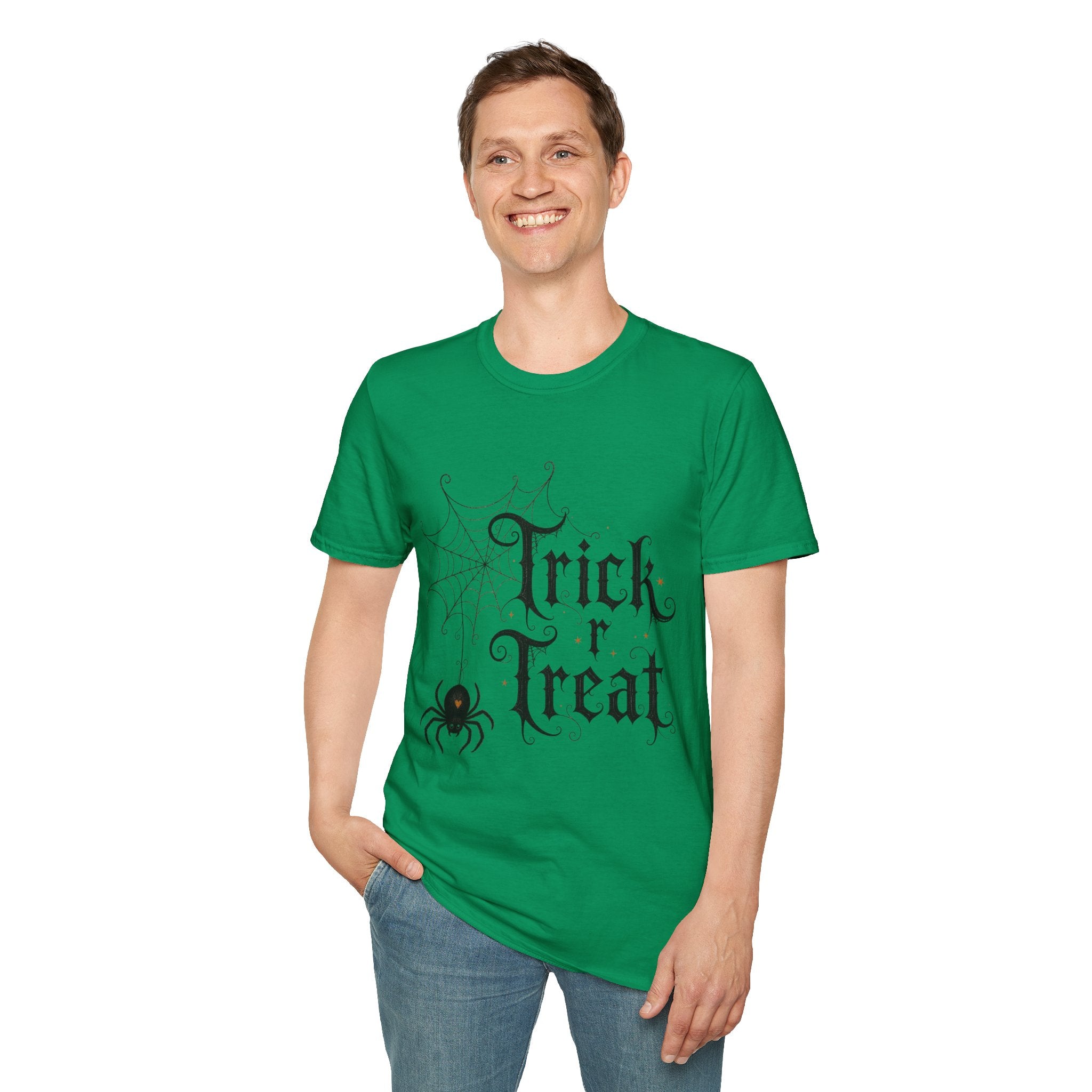 Trick r Treat Halloween T-Shirt — Gothic Spiderweb & Spider Tee
