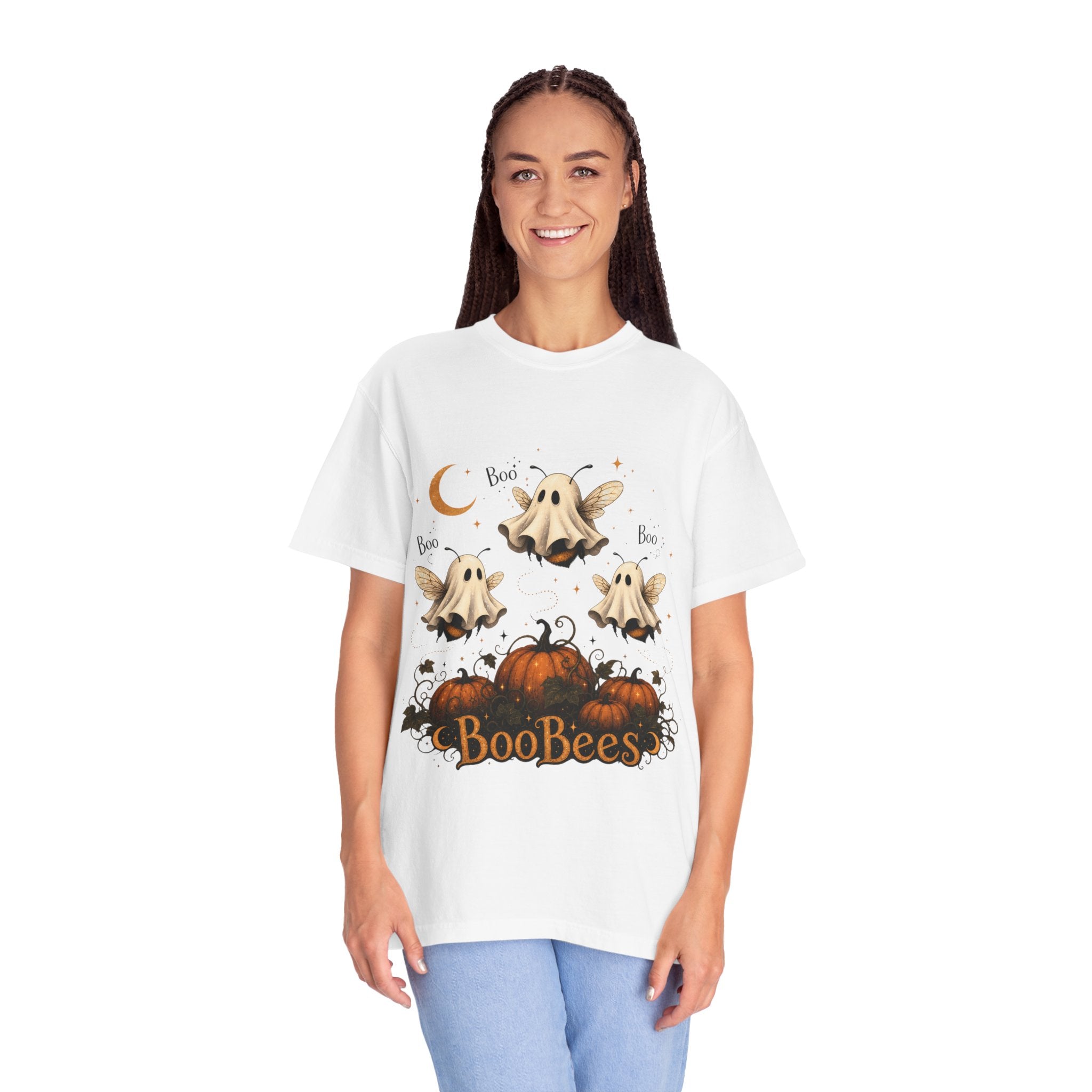 BooBees Halloween T-Shirt — Cute Ghost Bees & Pumpkins Graphic Tee