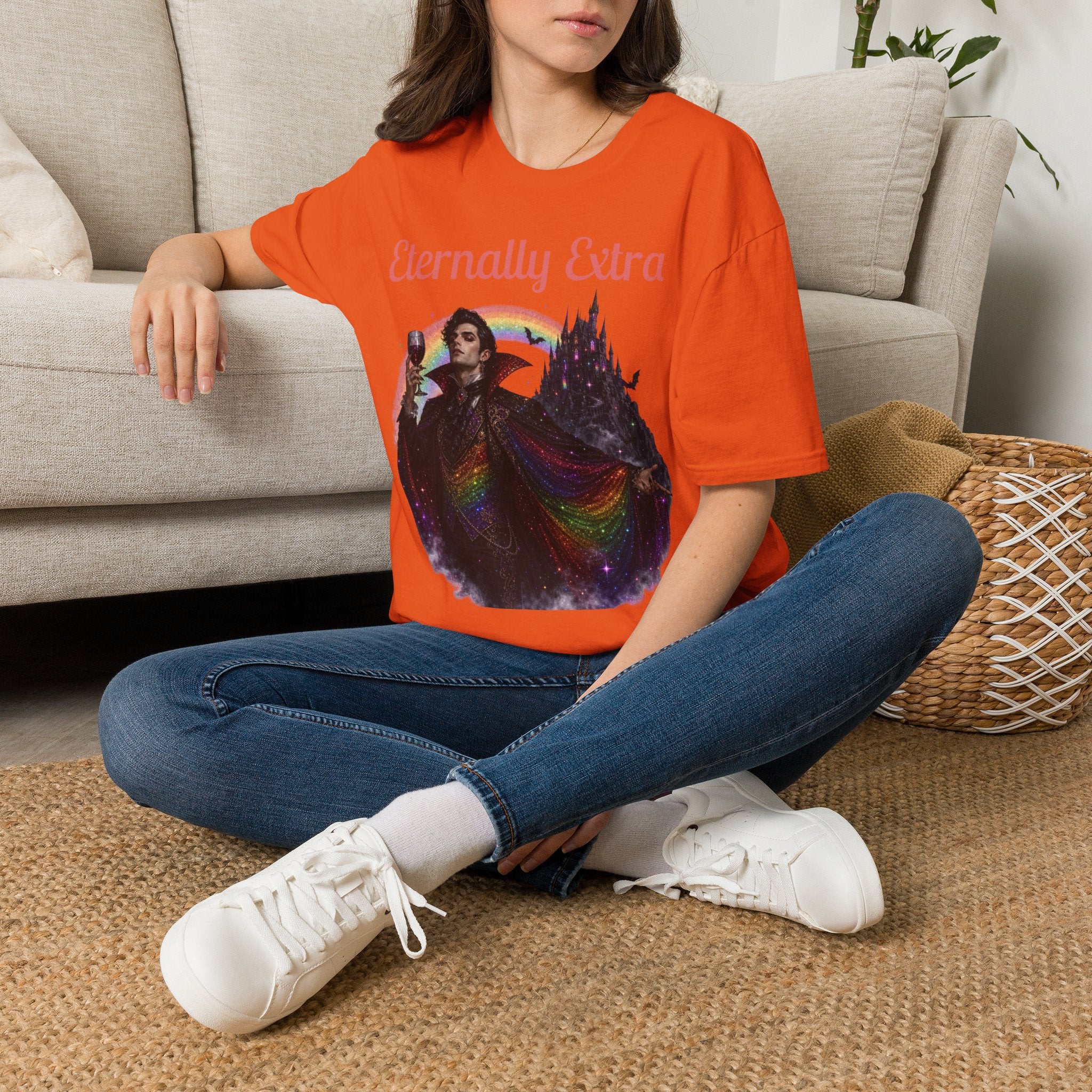Eternally Extra T-Shirt — Gothic Rainbow Vampire Graphic Tee