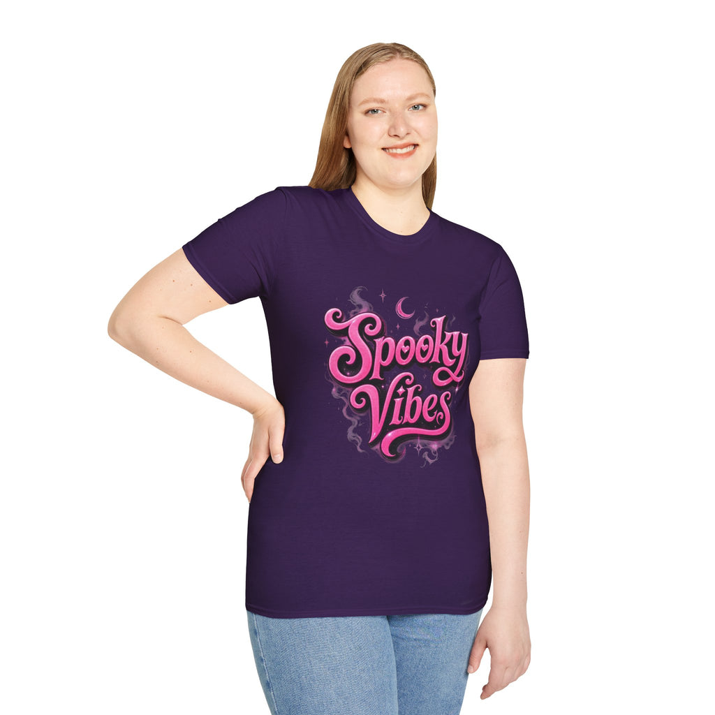 Spooky Vibes T-Shirt — Pink Retro Halloween Graphic Tee