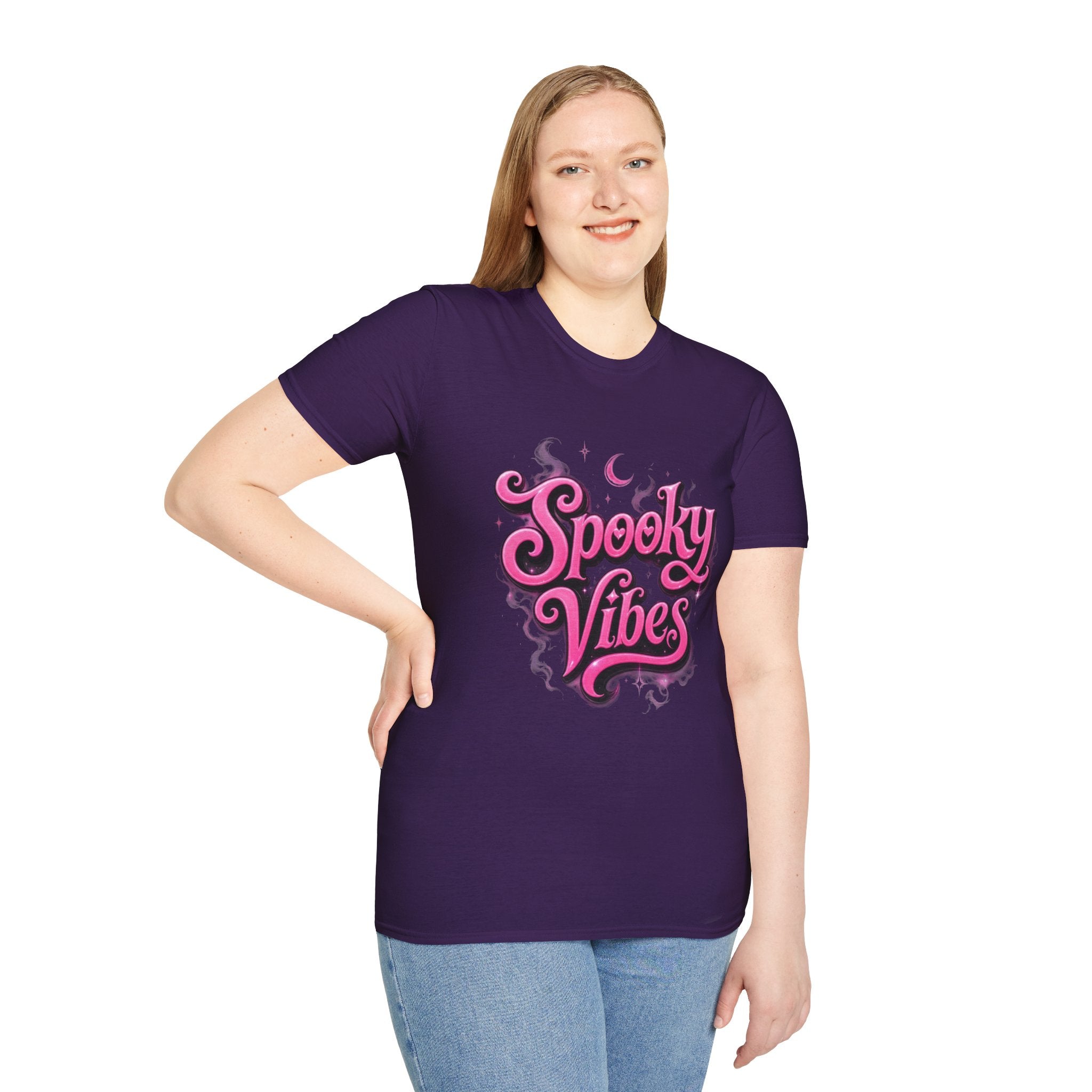 Spooky Vibes T-Shirt — Pink Retro Halloween Graphic Tee