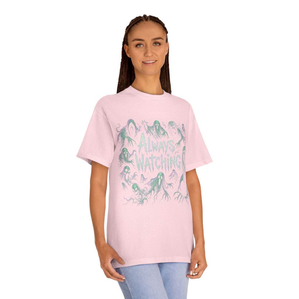 "Always Watching" Ghosts Graphic Tee — Spooky Horror Crewneck