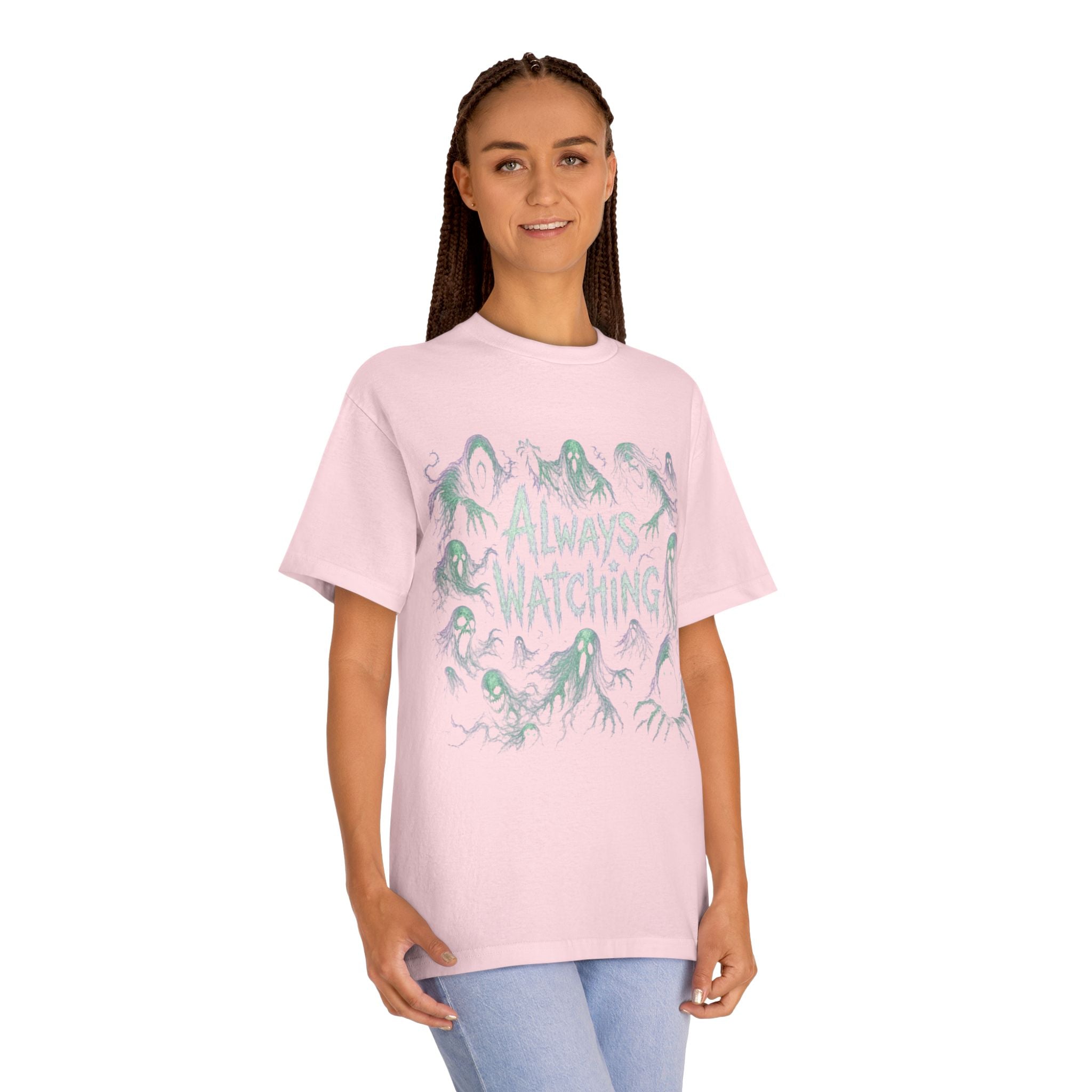"Always Watching" Ghosts Graphic Tee — Spooky Horror Crewneck