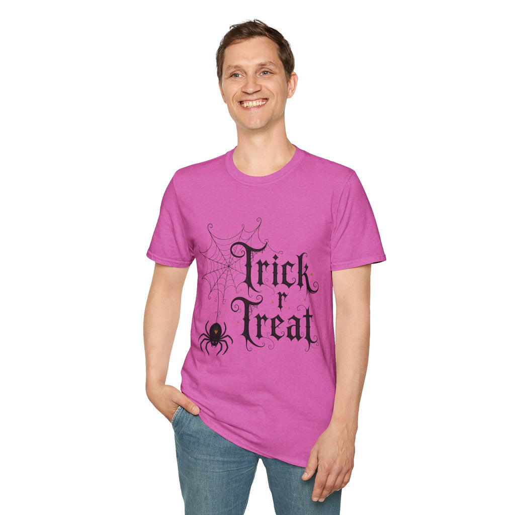Trick r Treat Halloween T-Shirt — Gothic Spiderweb & Spider Tee