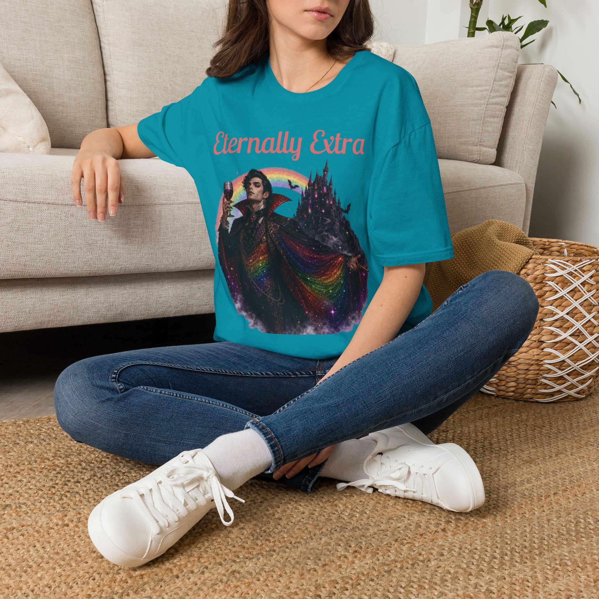 Eternally Extra T-Shirt — Gothic Rainbow Vampire Graphic Tee