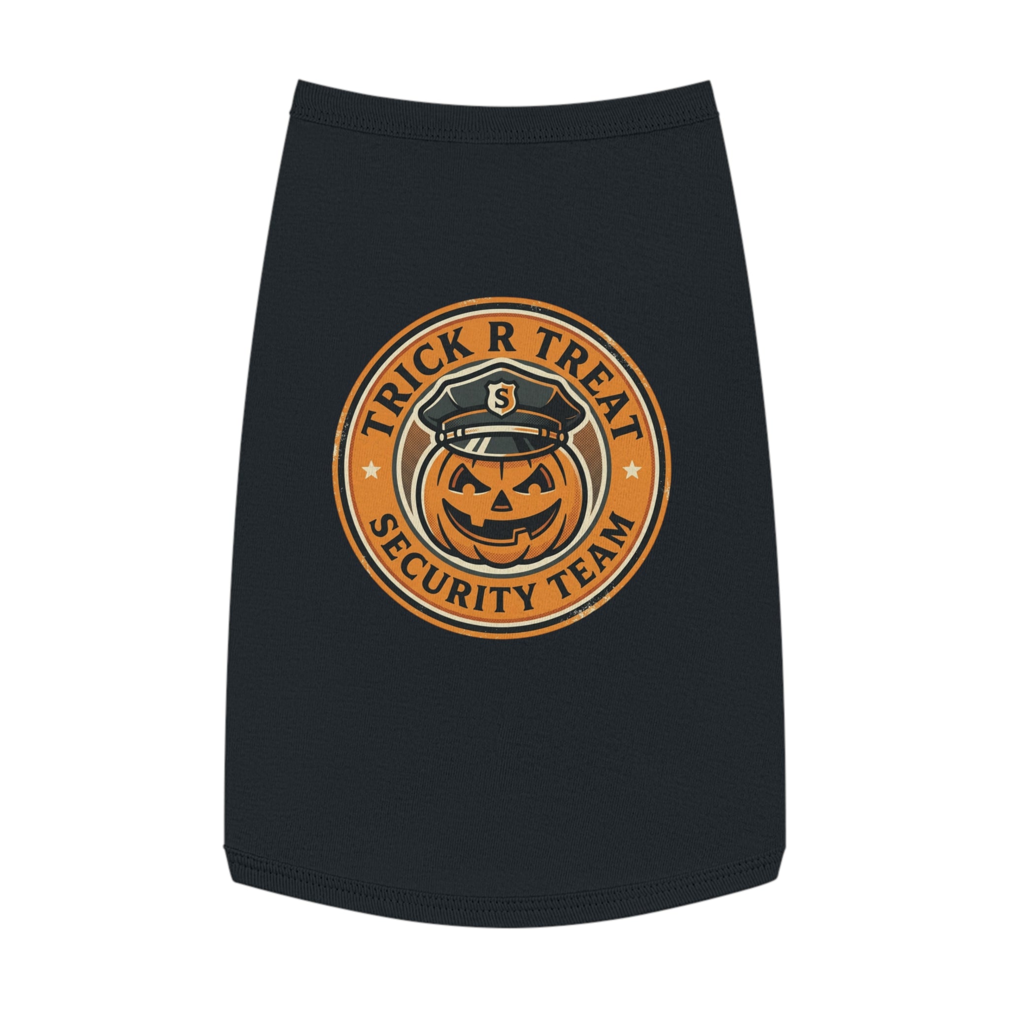 Pet Tank Top — "Trick R Treat Security Team" Halloween Pumpkin Dog Shirt