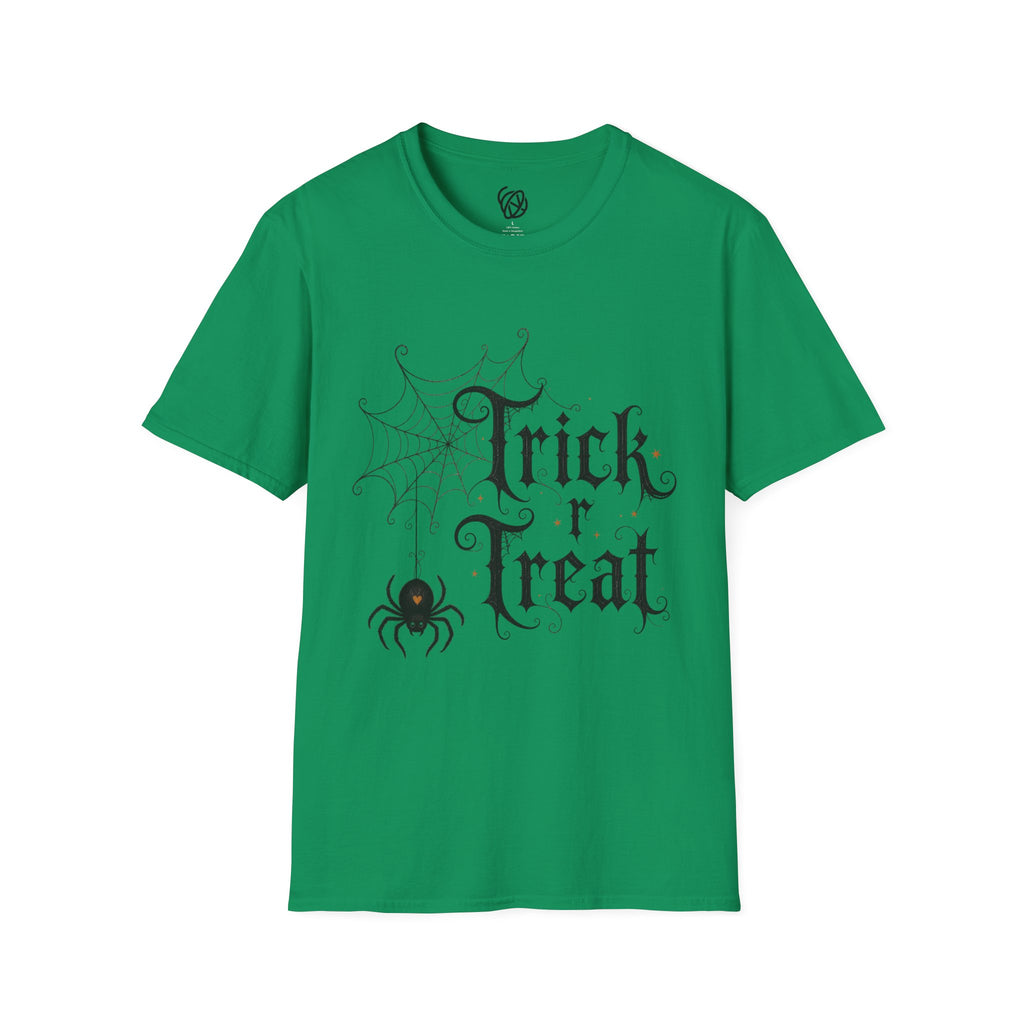 Trick r Treat Halloween T-Shirt — Gothic Spiderweb & Spider Tee