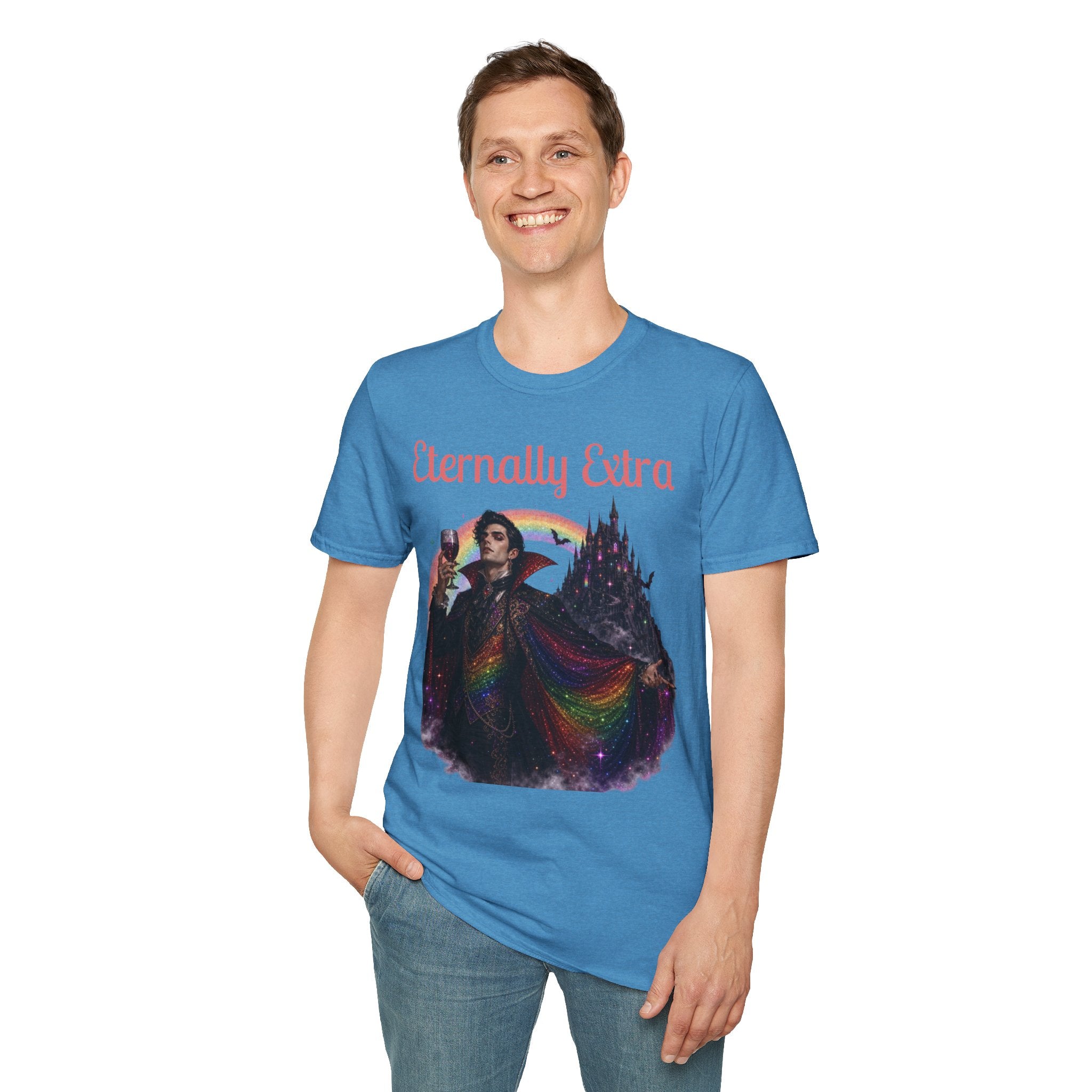 Eternally Extra T-Shirt — Gothic Rainbow Vampire Graphic Tee