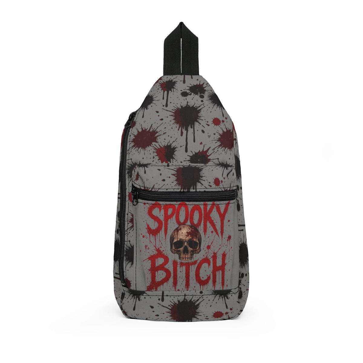 Spooky Bitch Sling Bag — Halloween Skull & Blood Splatter Crossbody Bag