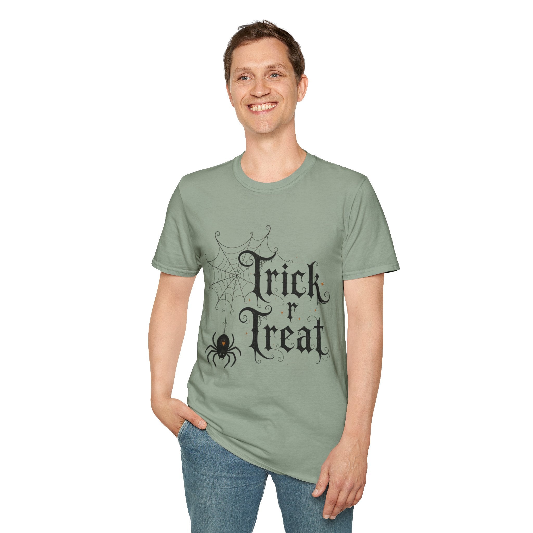 Trick r Treat Halloween T-Shirt — Gothic Spiderweb & Spider Tee