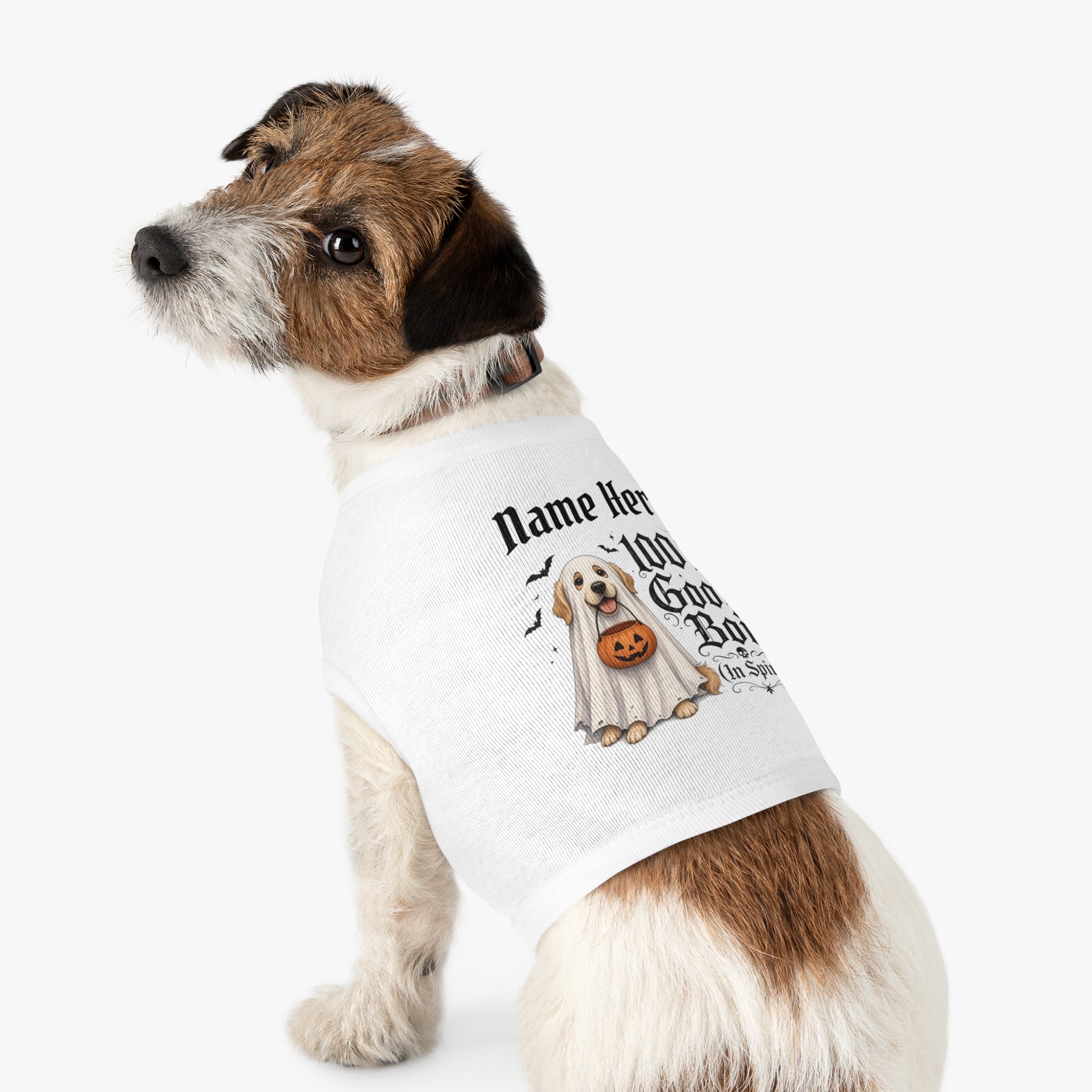 Halloween Ghost Dog Pet Tank - "100% Good Boi (In Spirit)" Cute Trick-or-Treat Shirt