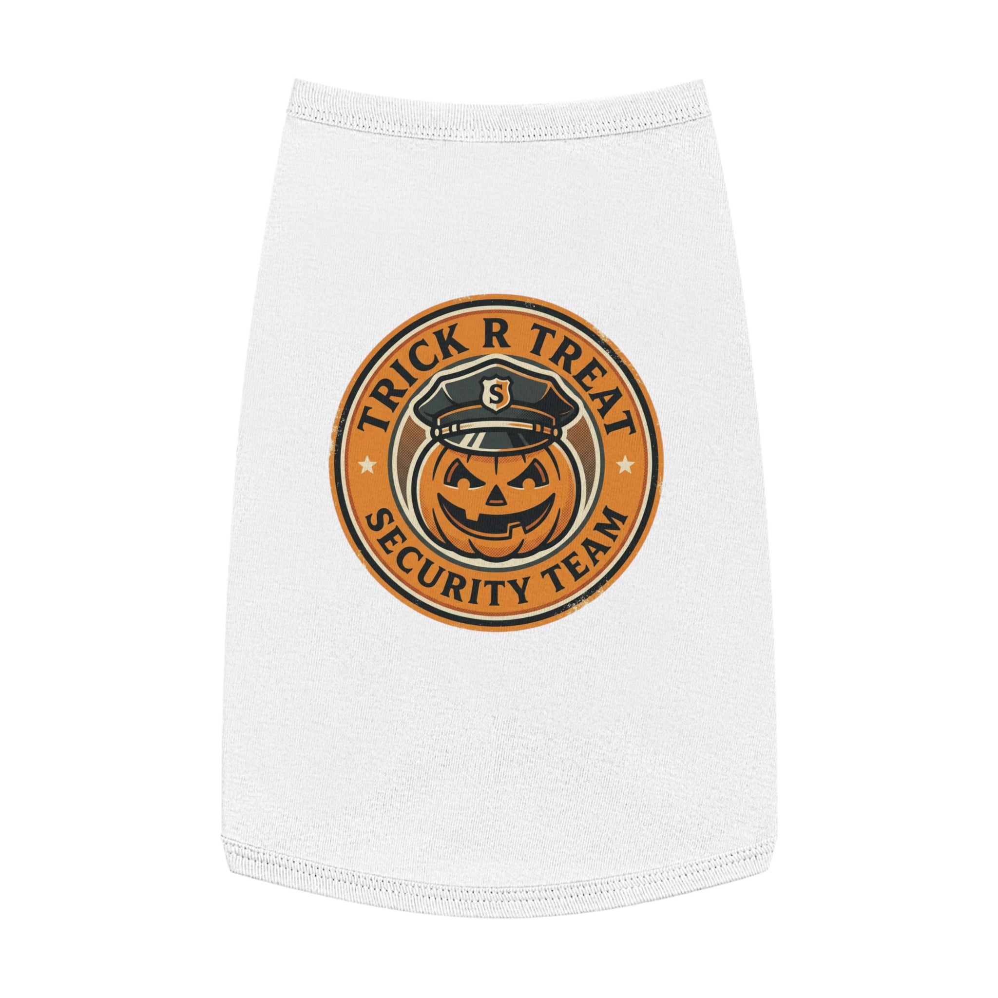 Pet Tank Top — "Trick R Treat Security Team" Halloween Pumpkin Dog Shirt
