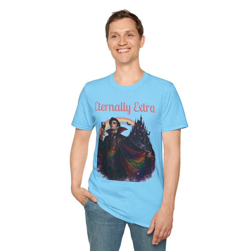 Eternally Extra T-Shirt — Gothic Rainbow Vampire Graphic Tee