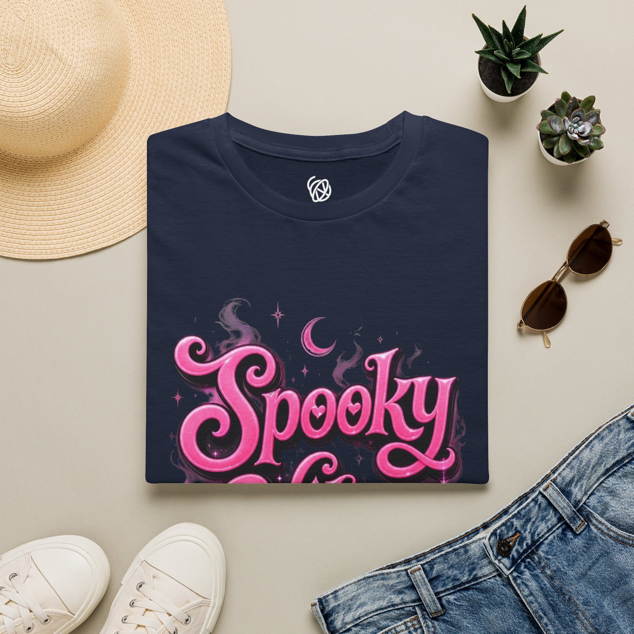 Spooky Vibes T-Shirt — Pink Retro Halloween Graphic Tee