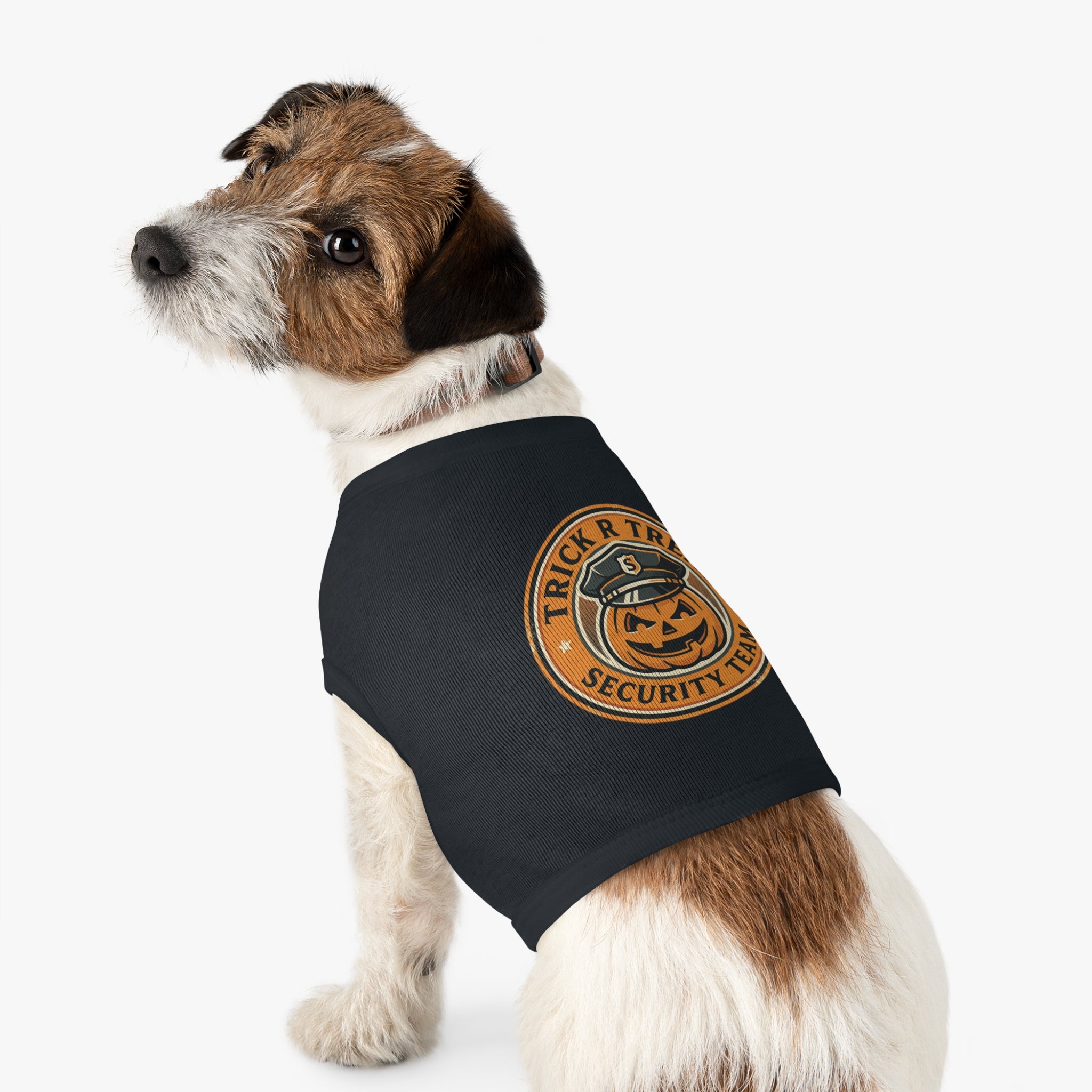 Pet Tank Top — "Trick R Treat Security Team" Halloween Pumpkin Dog Shirt