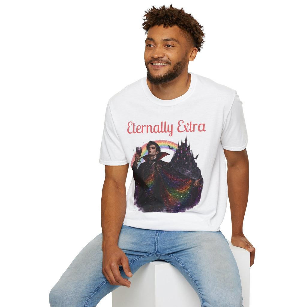Eternally Extra T-Shirt — Gothic Rainbow Vampire Graphic Tee