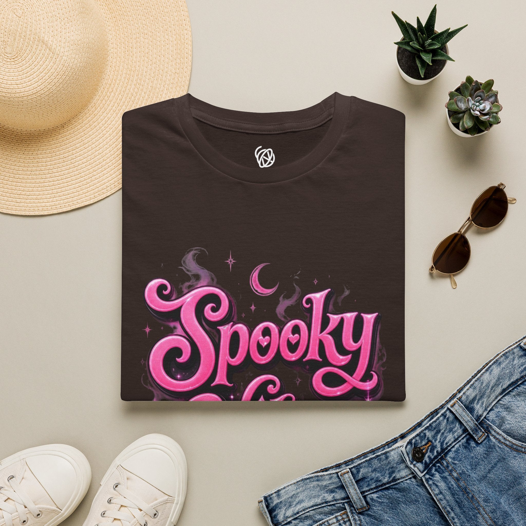 Spooky Vibes T-Shirt — Pink Retro Halloween Graphic Tee