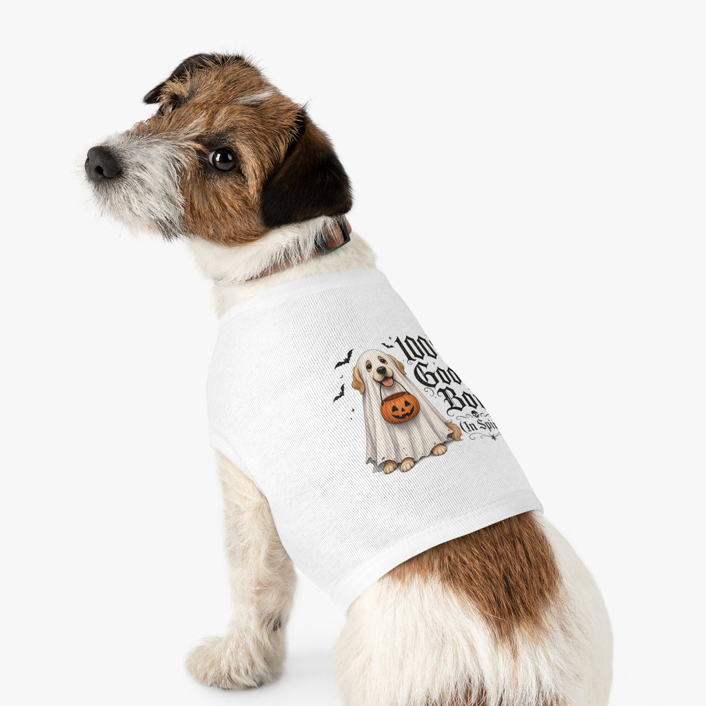 Halloween Pet Tank Top — "100% Good Boi (In Spirit)" Ghost Dog Costume