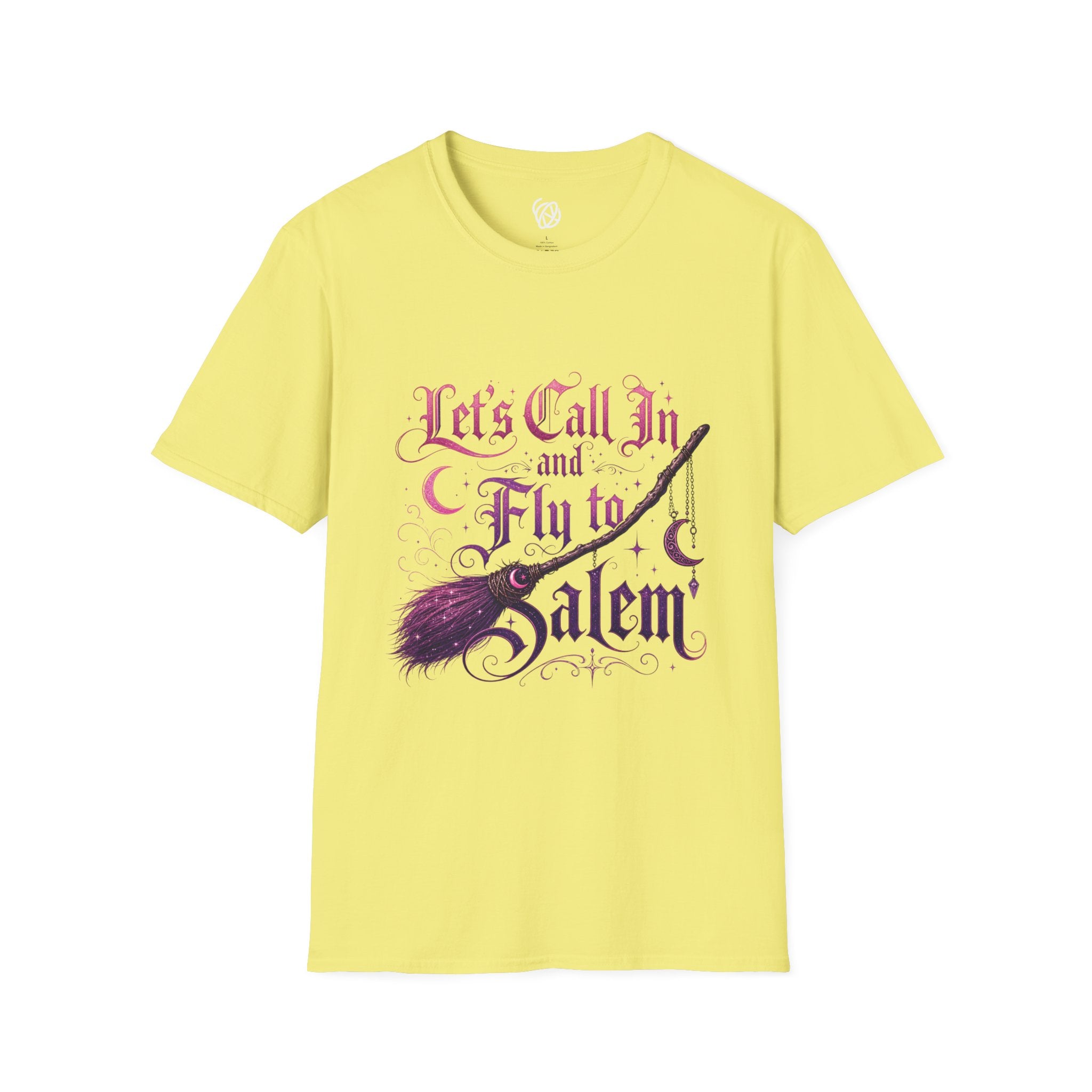 Let's Call In and Fly to Salem T-Shirt — Witchy Broomstick Gothic Tee