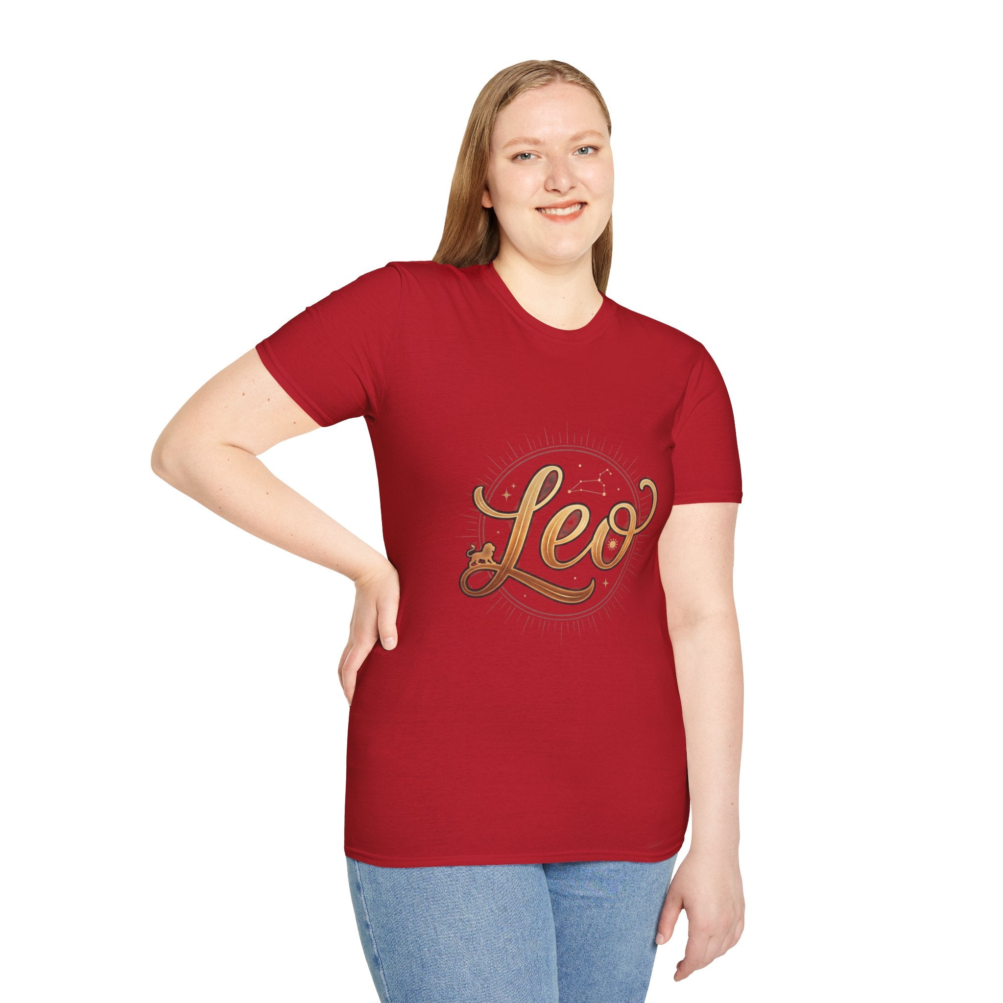 Leo Zodiac T-Shirt — Gold Script Astrology Tee for Leo Season