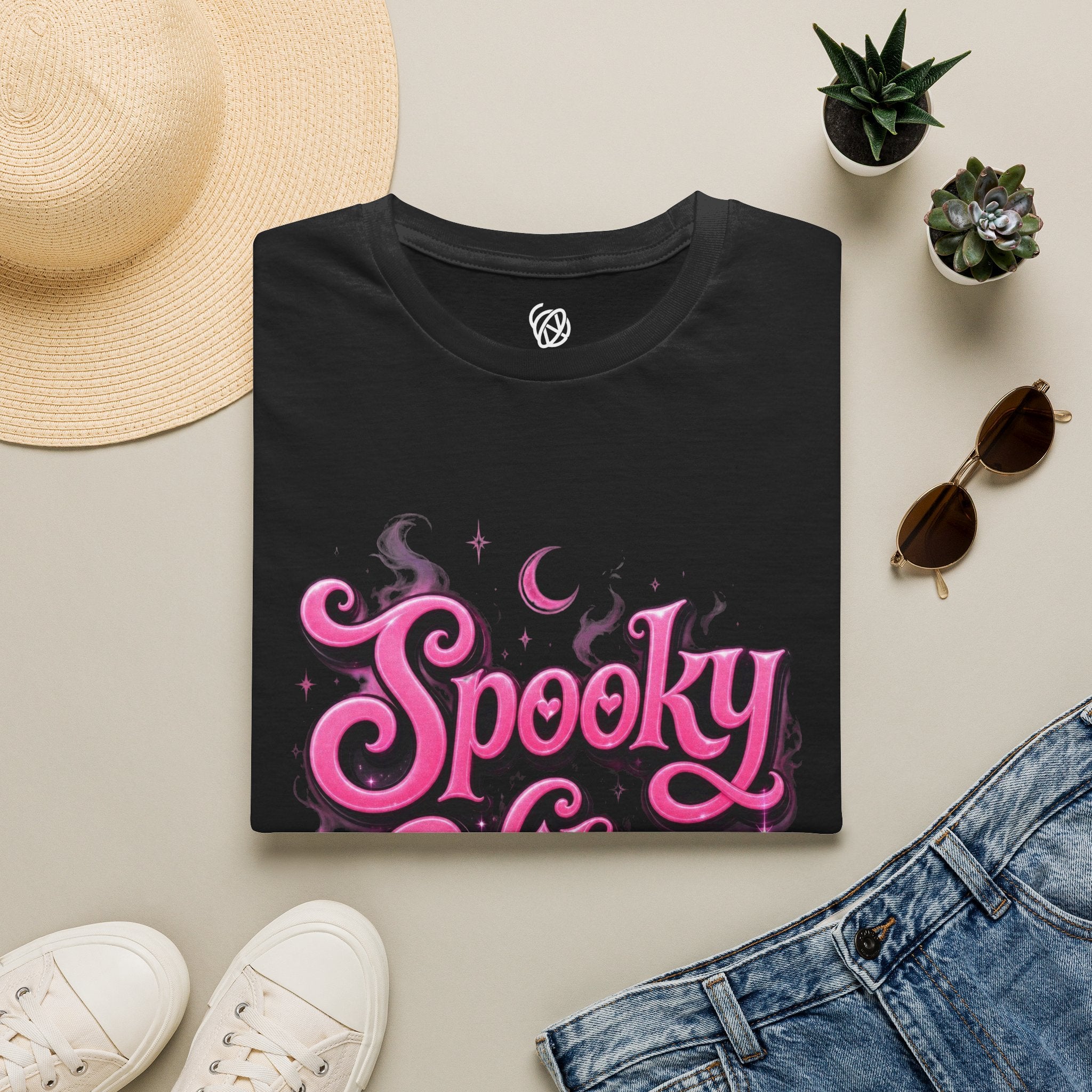 Spooky Vibes T-Shirt — Pink Retro Halloween Graphic Tee