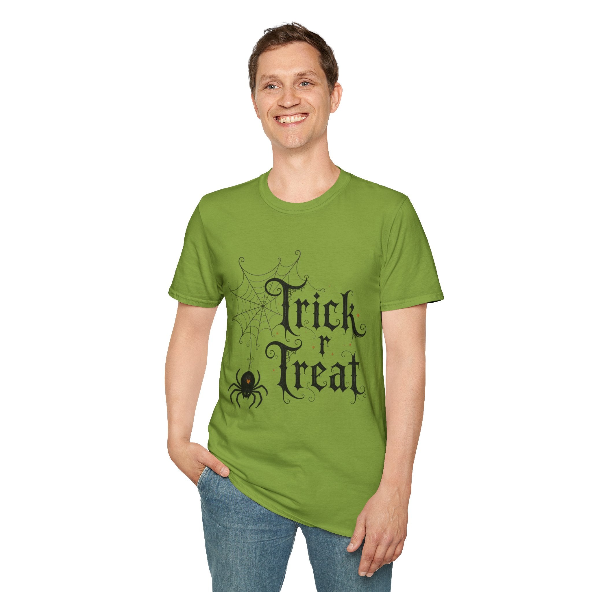 Trick r Treat Halloween T-Shirt — Gothic Spiderweb & Spider Tee