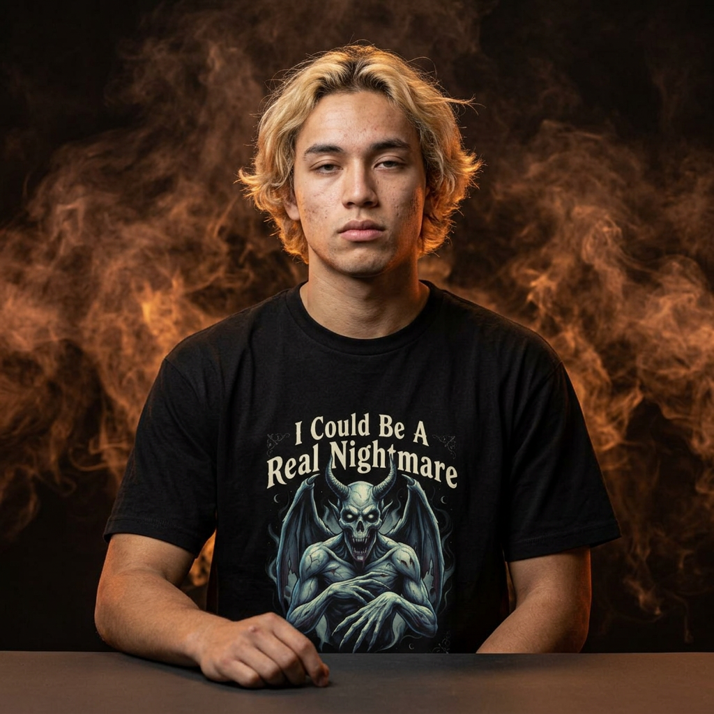 I Could Be A Real Nightmare Tee — Gothic Demon Graphic T‑Shirt