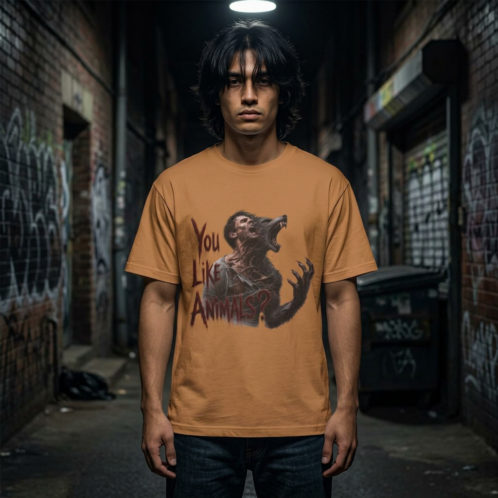 Werewolf Graphic Tee – "You Like Animals" Horror Shirt