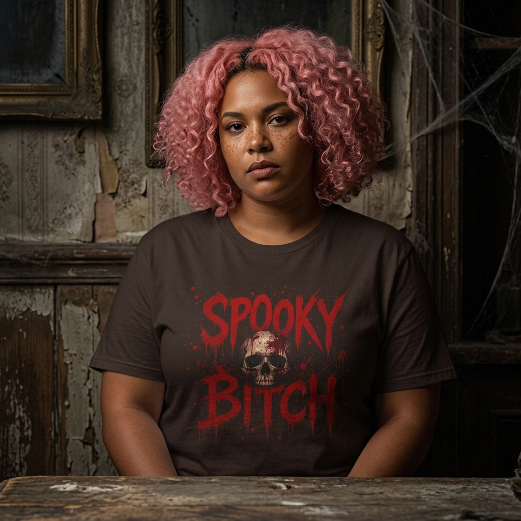 T-Shirt — "Spooky Bitch" Horror Skull Halloween Graphic Tee