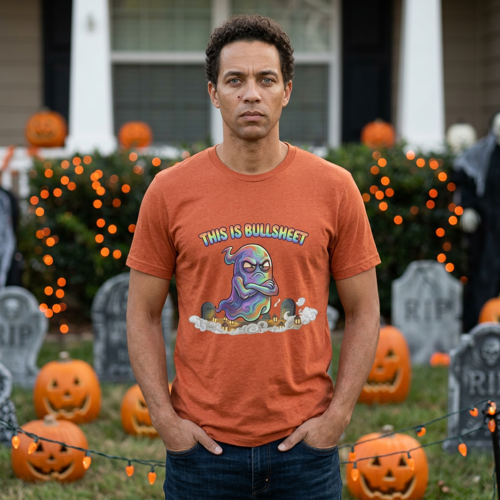 "This Is Bullsheet" Ghost T-Shirt — Funny Halloween Humor Graphic Tee