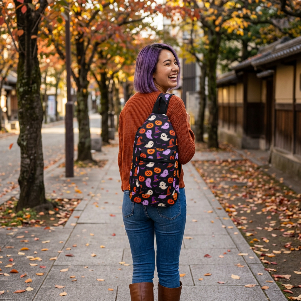 Halloween Ghost & Jack-O'-Lantern Sling Bag — Cute Spooky Crossbody Bag