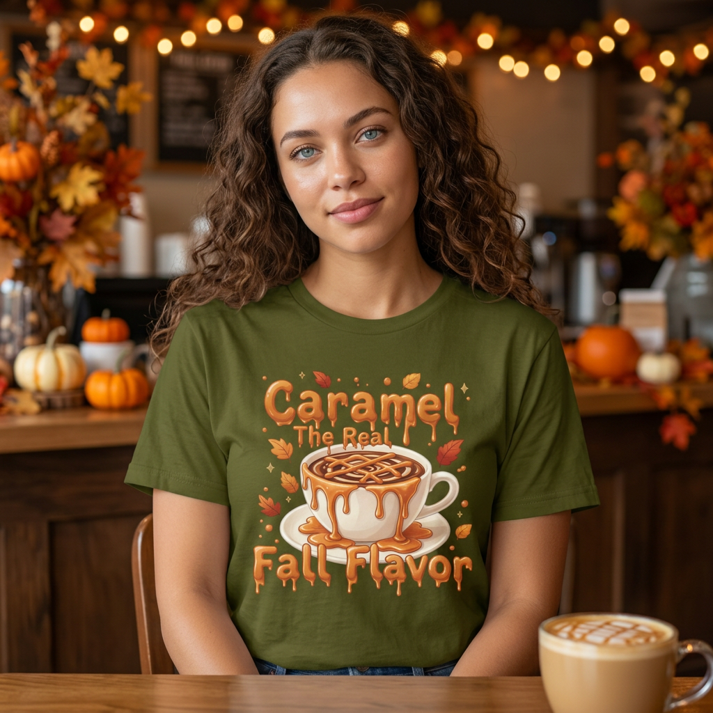 Caramel Fall Flavor Tee — "Caramel The Real Fall Flavor" Autumn Coffee Shirt