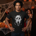 Ghostface Smoke Skull T-Shirt — Spooky Scream Horror Tee for Halloween